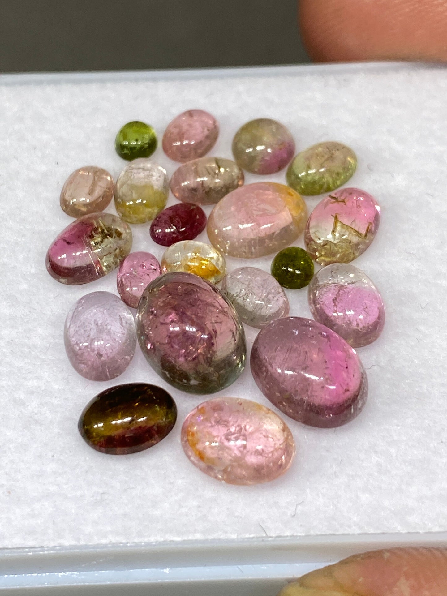 Extremely rare watermelon bi color tourmaline oval cabochons aaa quality size 3mm-9x7mm fine quality pcs 20 wt 17 cts tourmaline cabochons