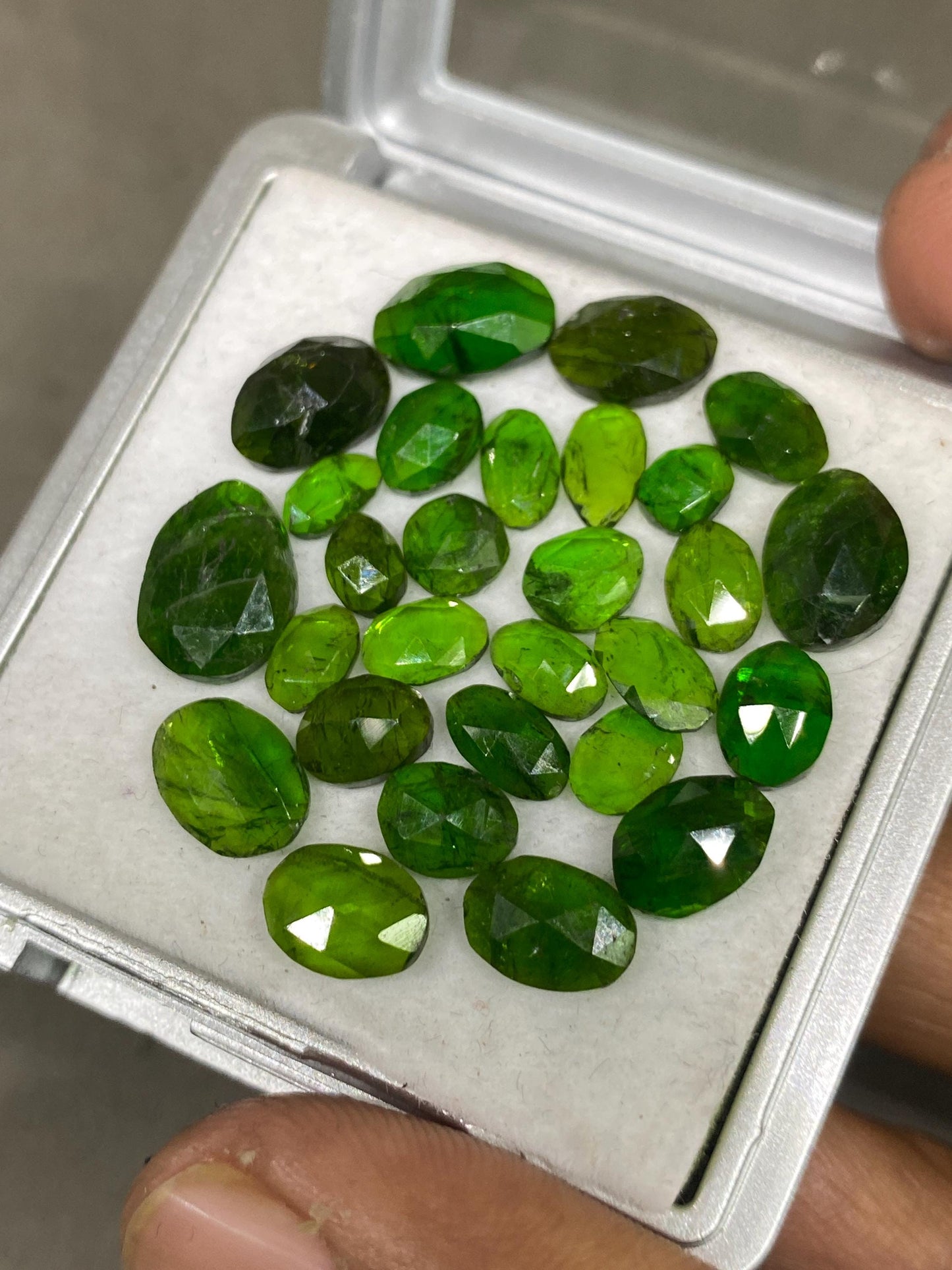 Stunning Rare chrome diopside rosecut vivid green color weight 32.70 carats size 5.5x4mm-11x8mm pcs 28 Chrome diopside rosecut