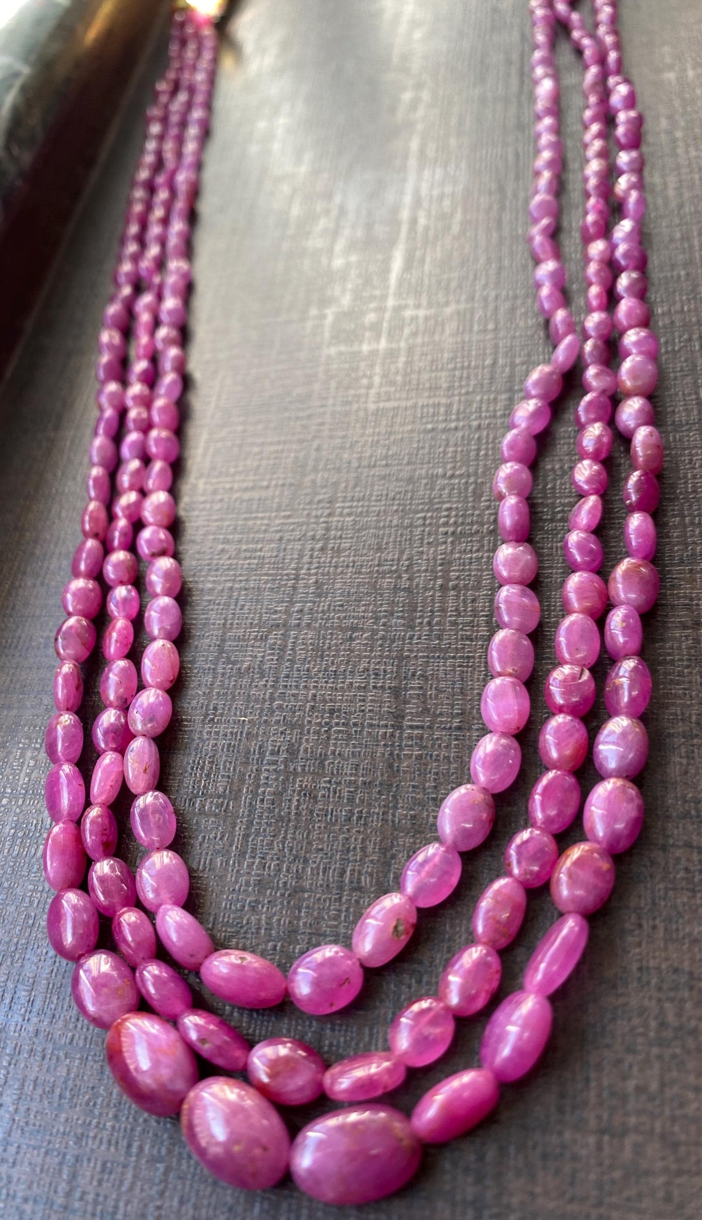 Rare Natural Ruby  necklace smooth polished ruby oval nuggets weight 226.40 carats size 4.5x3-10.8x7mm Length 17,17.5 & 18.5 Inches ruby