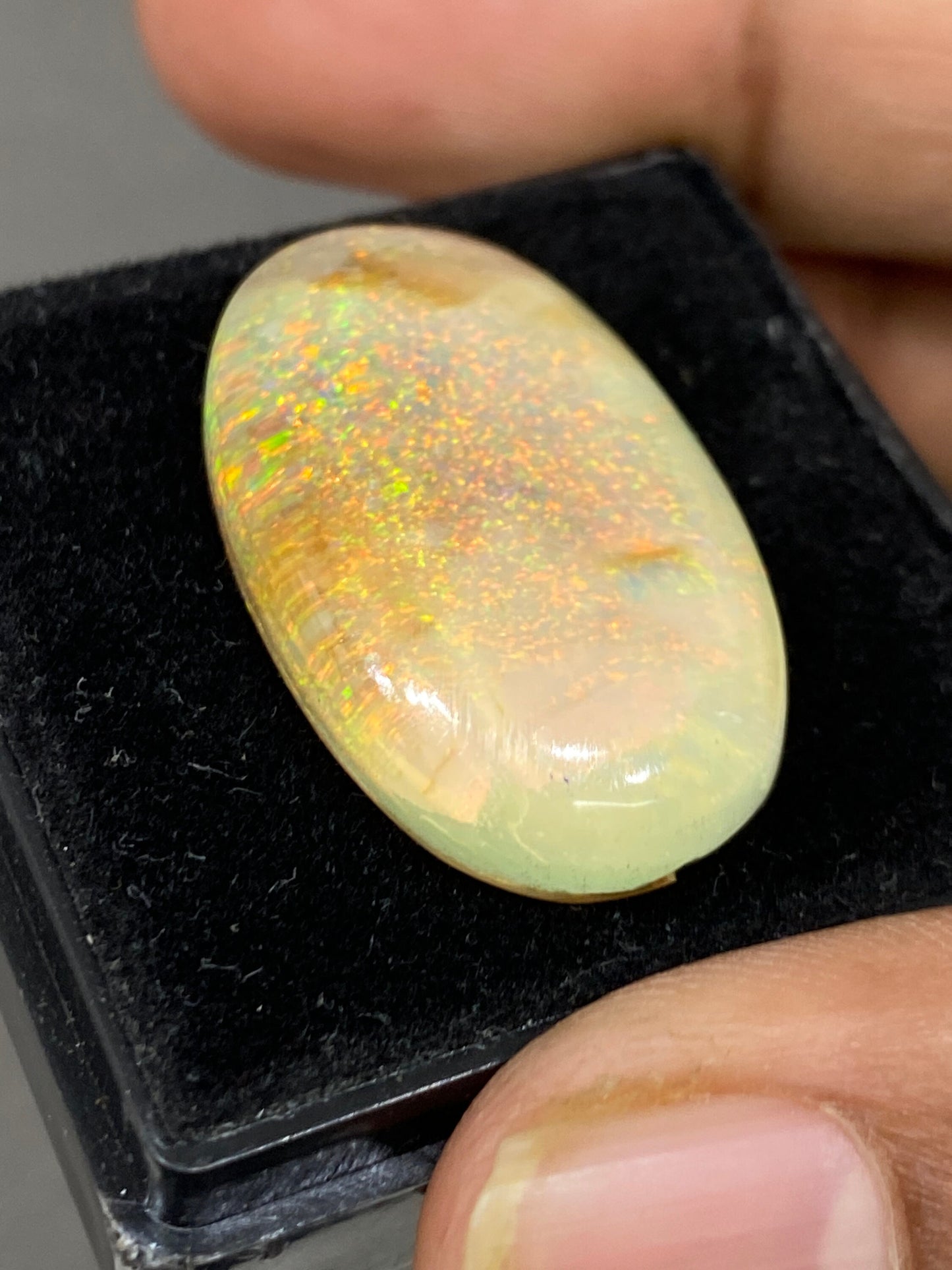 Mesmerising Multi fire sterling opal monarch opal crystal doublet oval cabochon wt 32.05 carats rare big size 30x8mm ring pendant supply