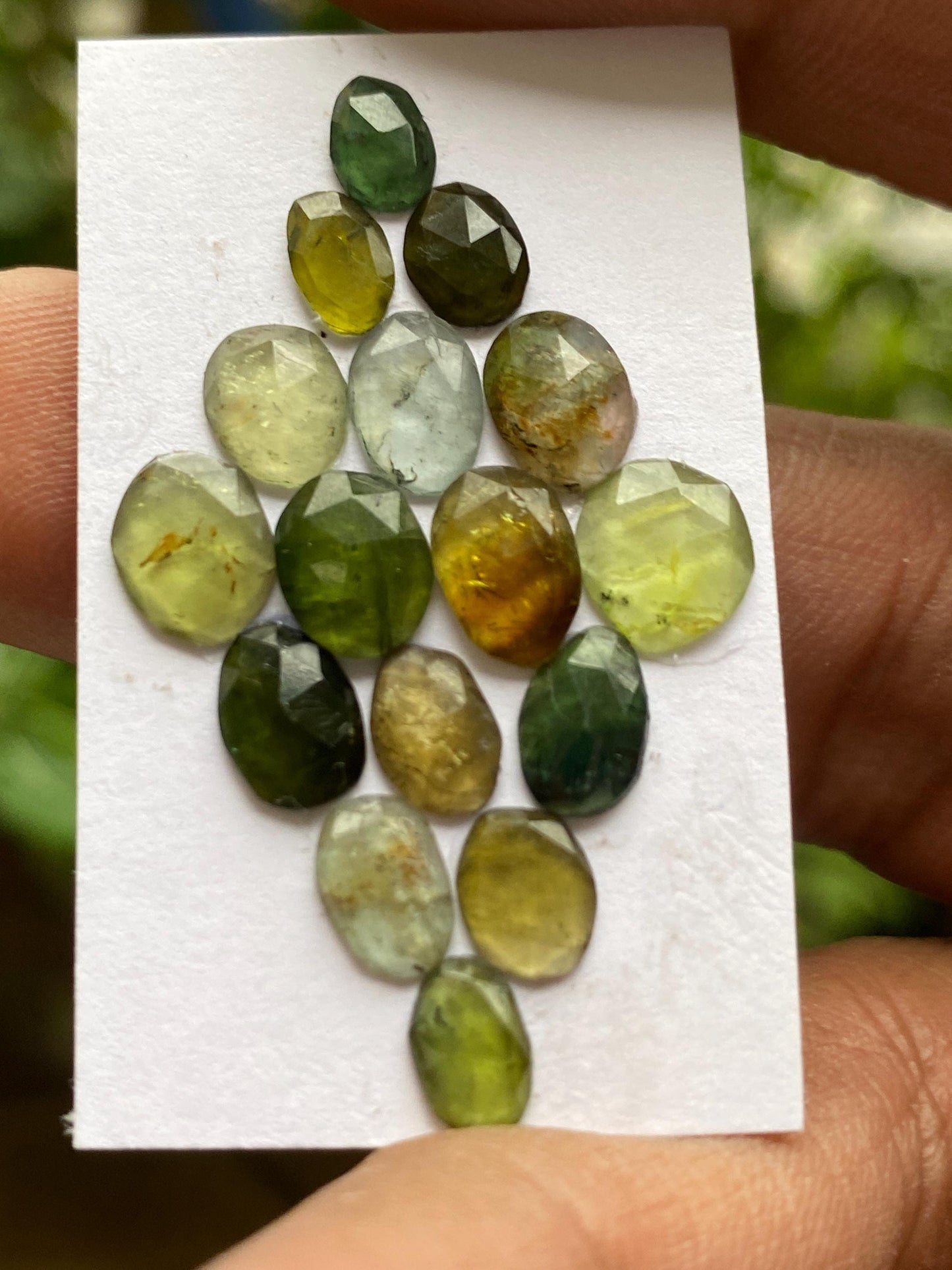 Impressive natural green Tourmaline Rosecuts good size 6.7x5.2mm-8.4x6.7mm weight 10 carats pcs 16 rosecut tourmaline slices