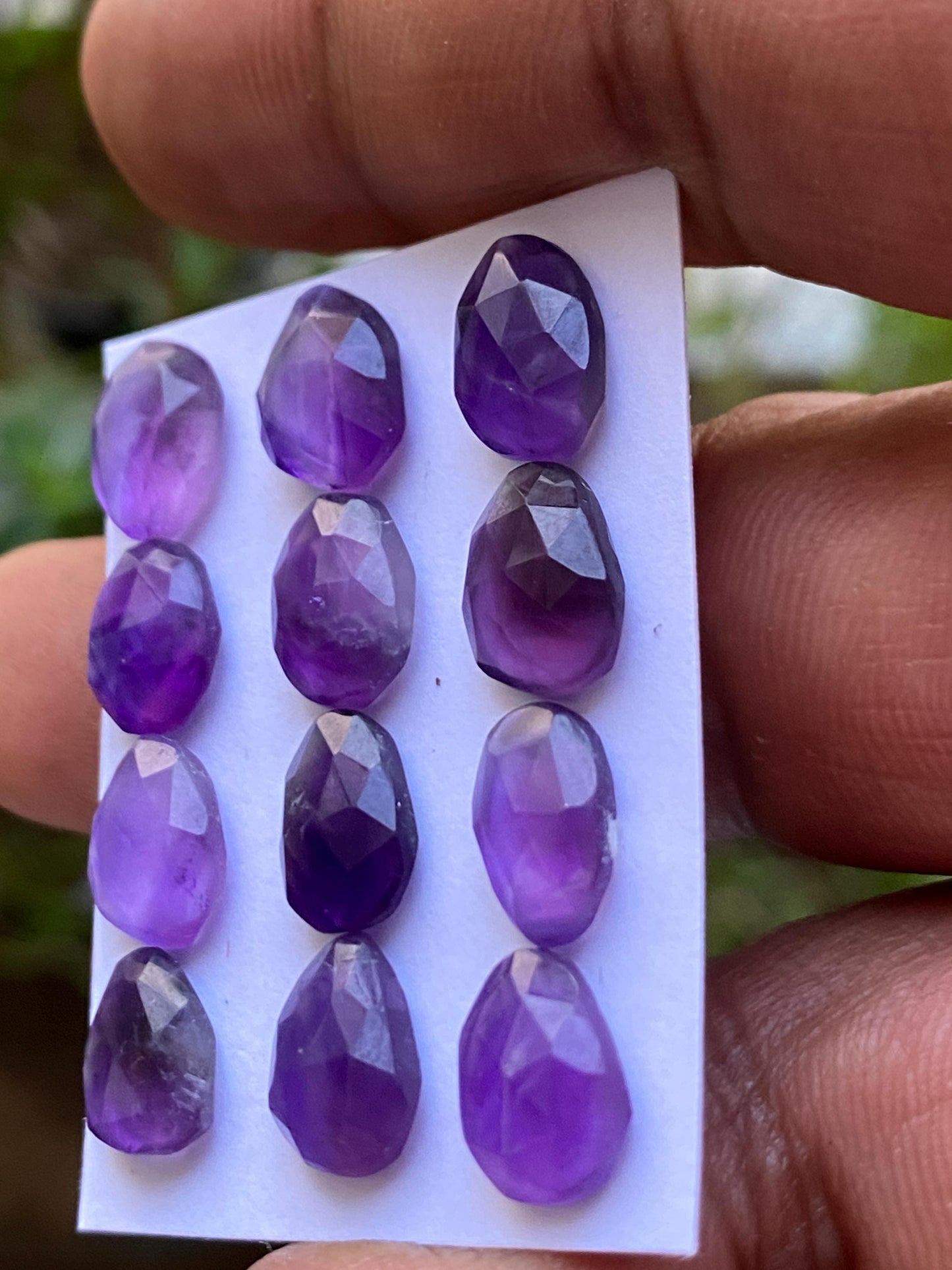 Nice amethyst rosecut flatback beautiful fine polish and cutting weight 30 carats size 10x8-21x9mm pcs 12 rosecut amethyst