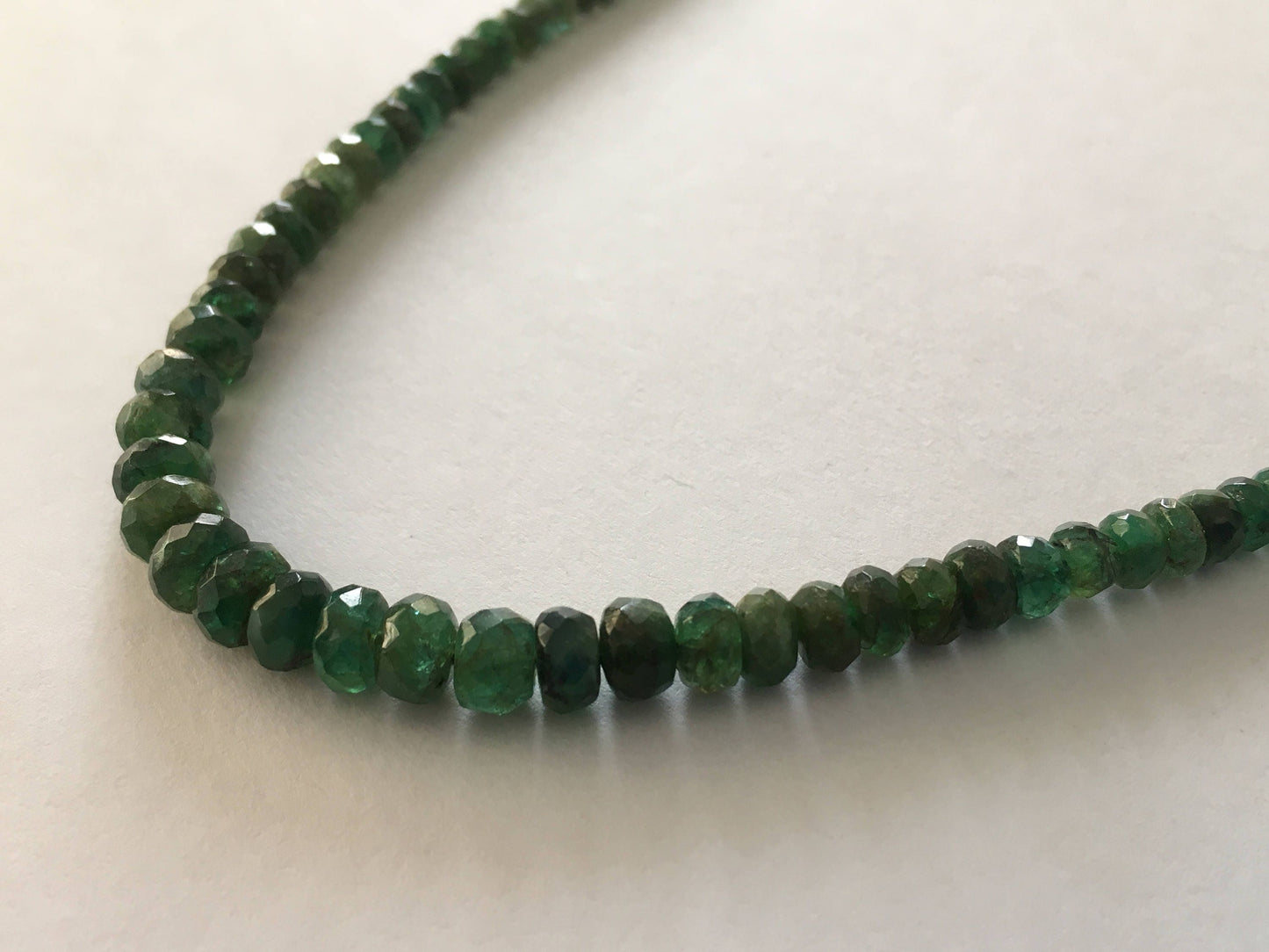 Elegant Dark green  Emerald faceted beads rare necklace 3mm to 6mm faceted emerald beads necklace weight 57.83 length 16 Inches