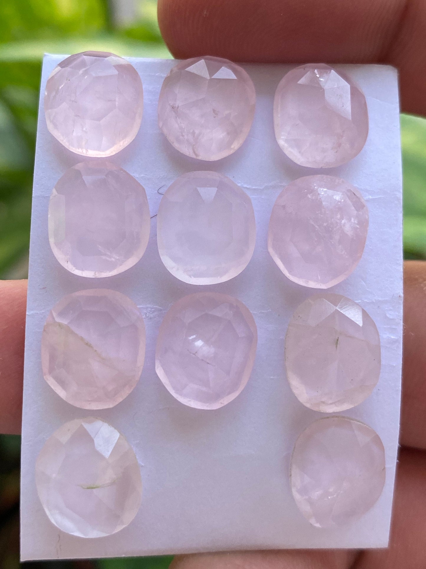 Amazing rosequartz rose cut lot fancy oval fine quality weight 48 carats pcs 11 size 12x10mm rosecut rose quartz