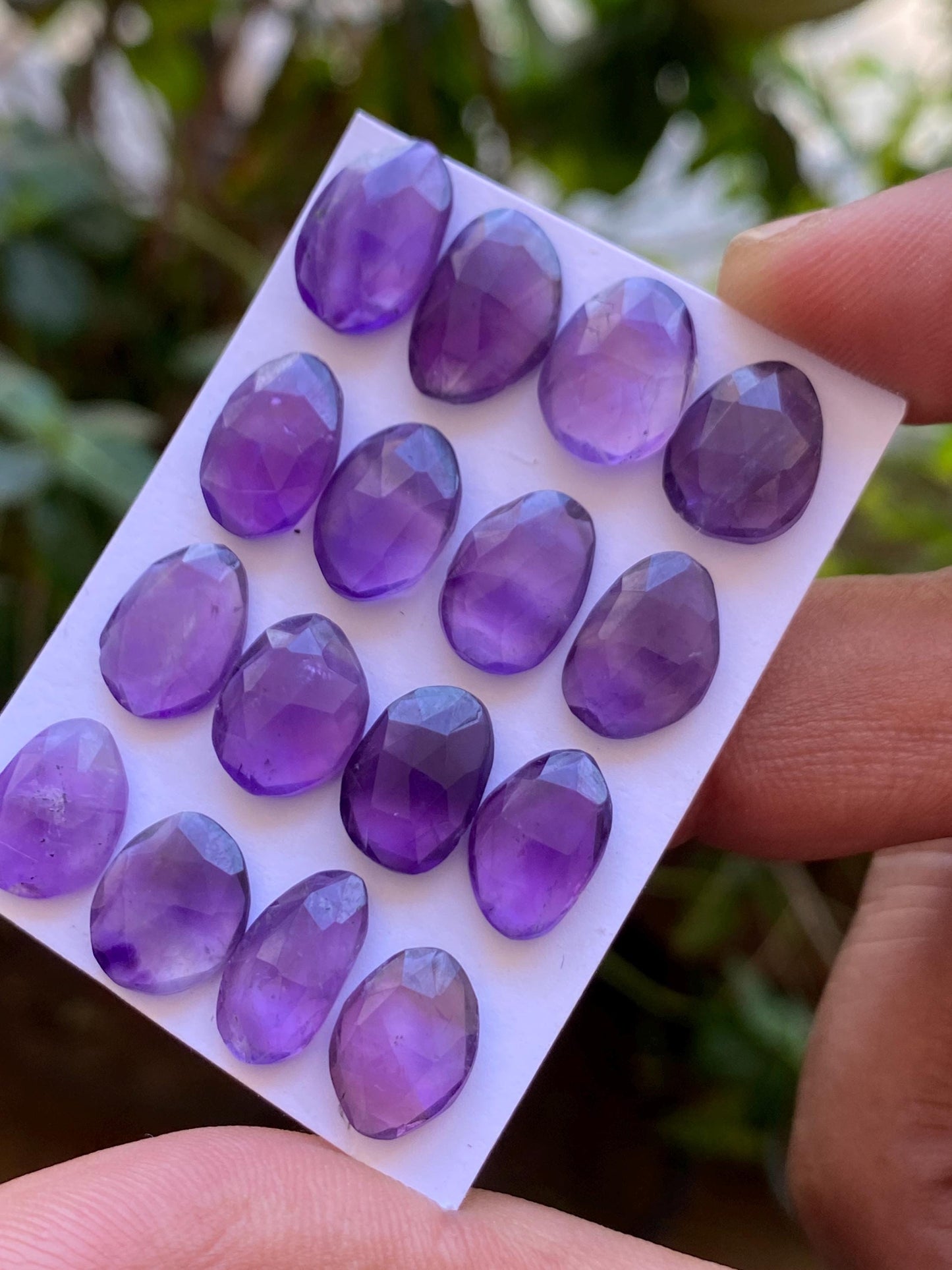 Lovely amethyst rosecut flatback beautiful fine polish and cutting weight 45 carats size  11x9-13x9mm pcs 16 rosecut amethyst