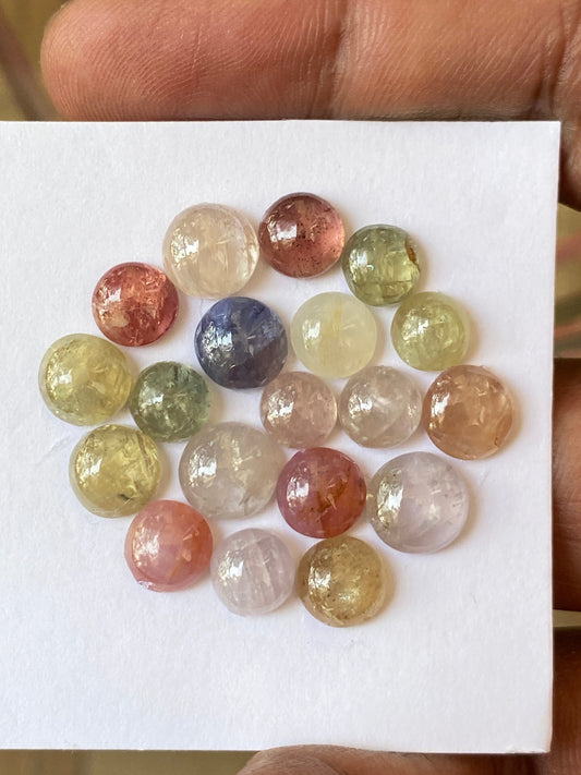 Mesmerising Nice beautiful rare umba sapphire round cabochons wt 47.50 carats size 7mm-9mm pcs 19 natural sapphire unheated untreated