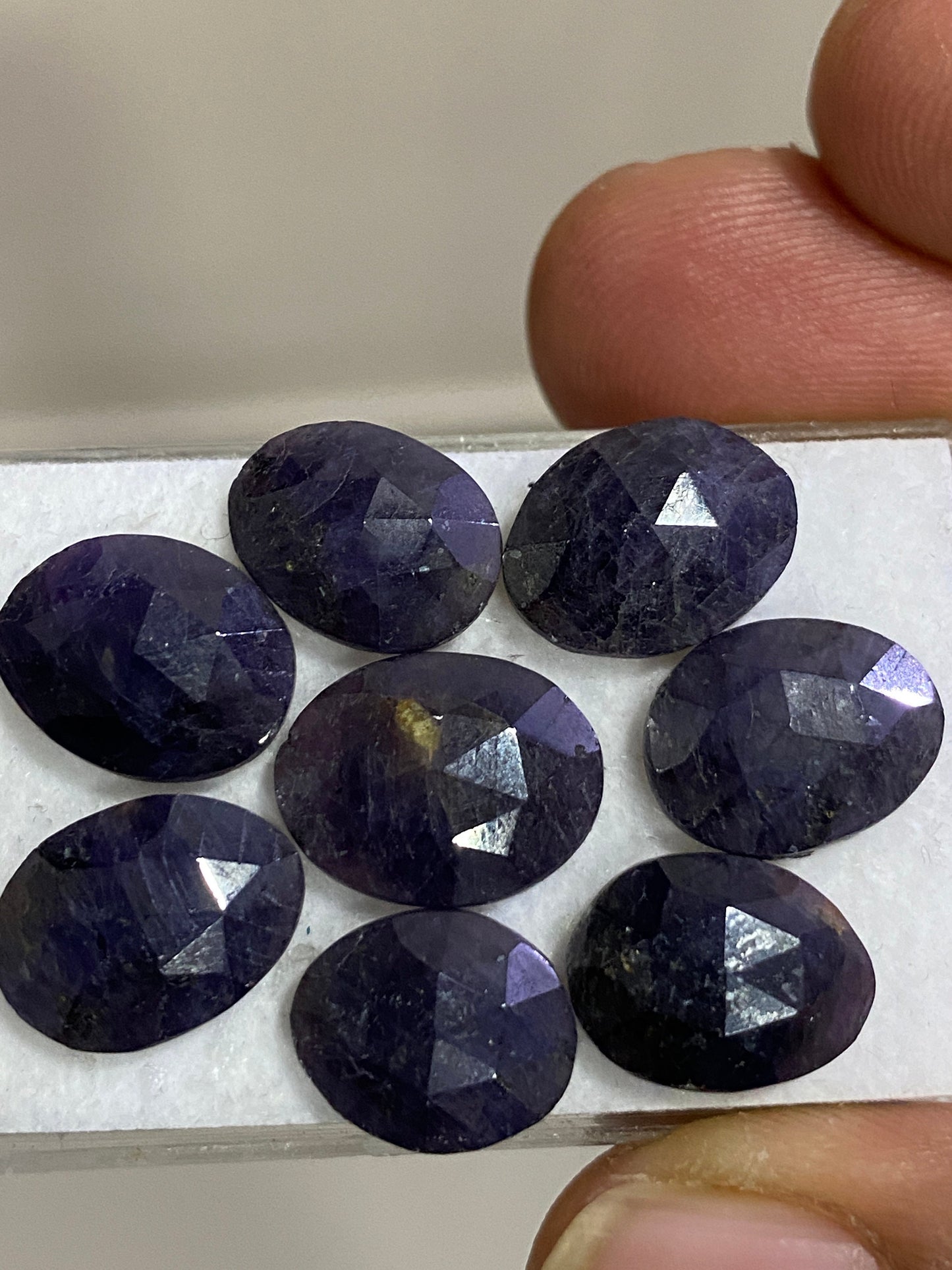 Gorgeous Rare blue purple sapphire rosecut  wt 39 cts pcs 8 size 13x8-14x9mm blue sapphire stepcut hexagon flatbacks