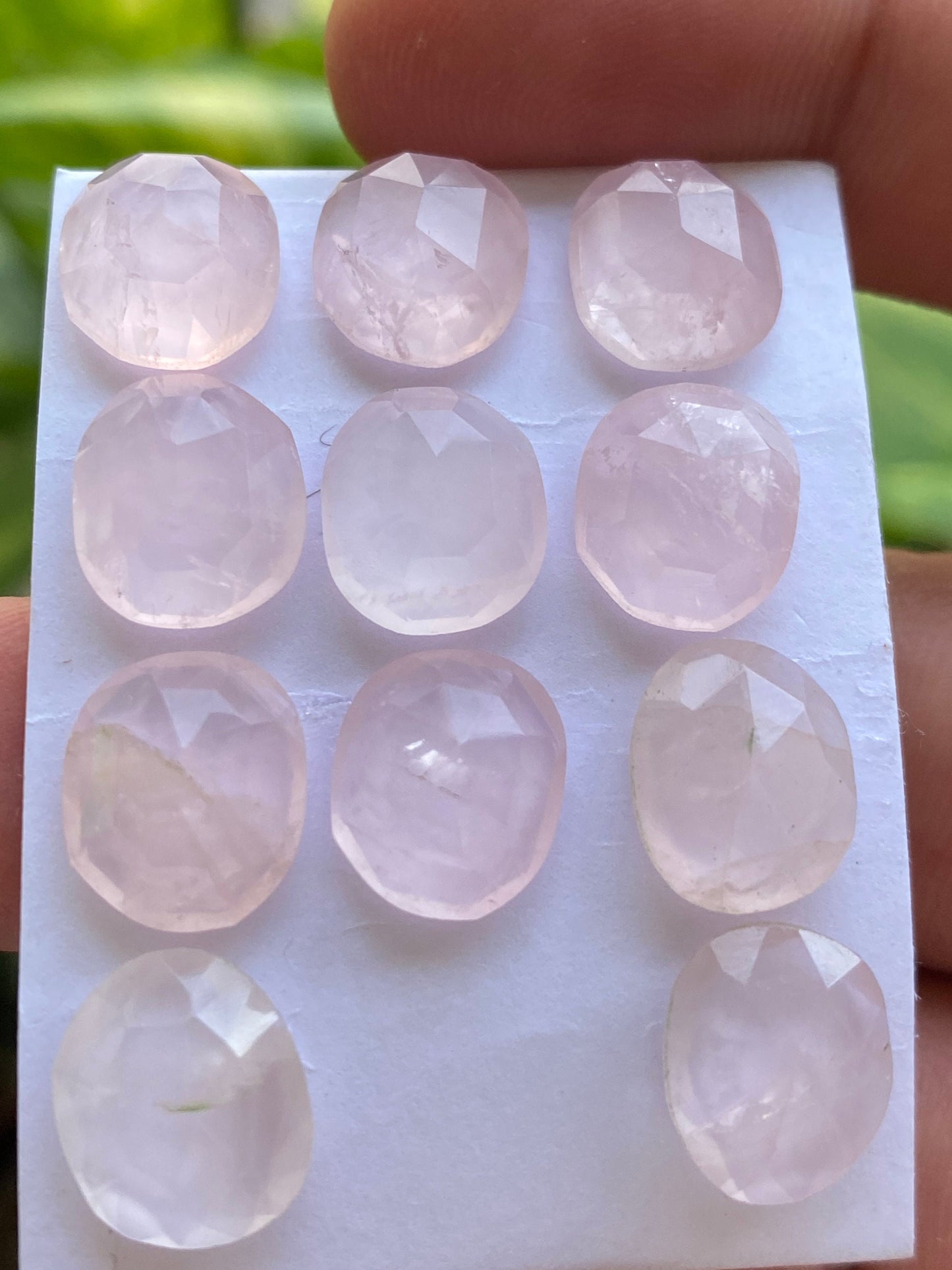 Amazing rosequartz rose cut lot fancy oval fine quality weight 48 carats pcs 11 size 12x10mm rosecut rose quartz