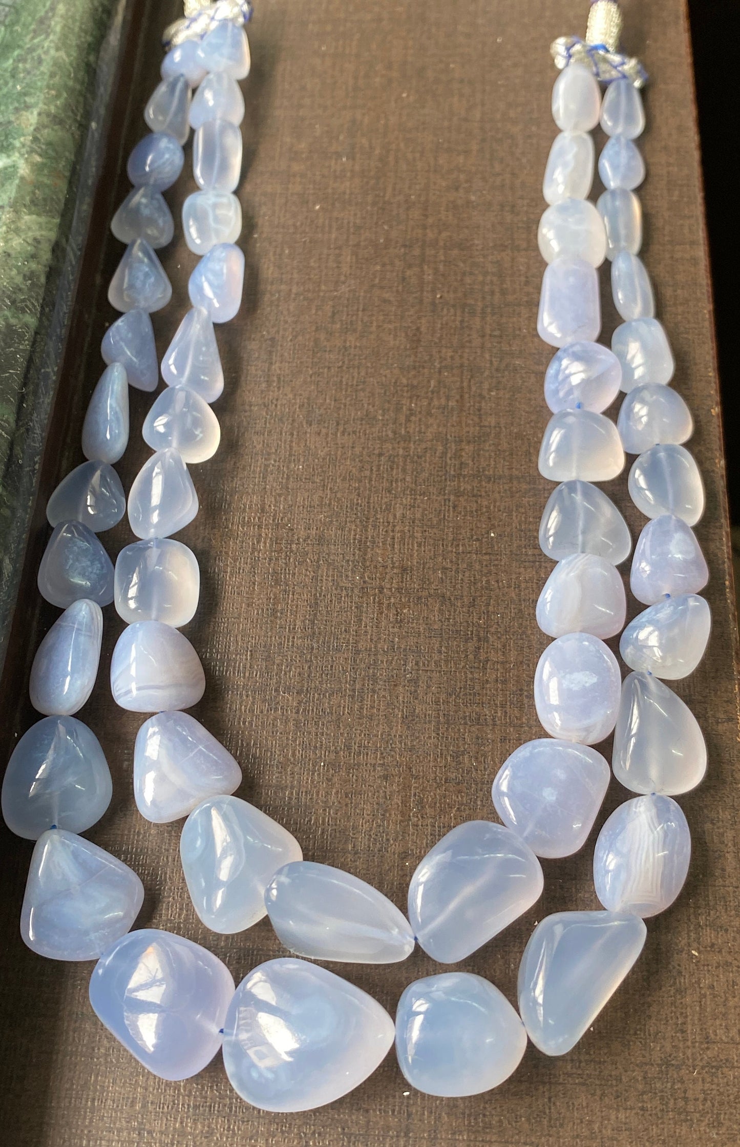 Delightful Lavender chalcedony tumble nuggets necklace aaaaa fine quality wt 814 cts length inches size chalcedony necklace