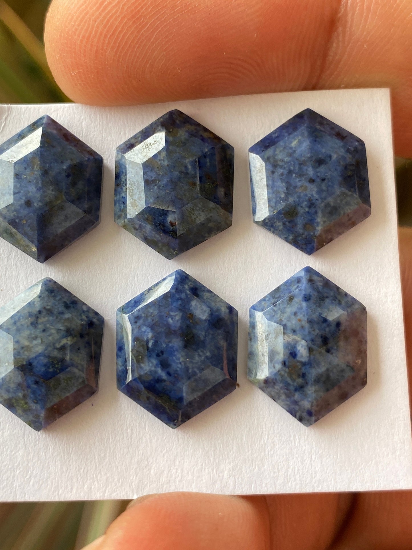 Fascinating Dumortierite hexagon wholesale lot rosecut dumortierite flatback gems