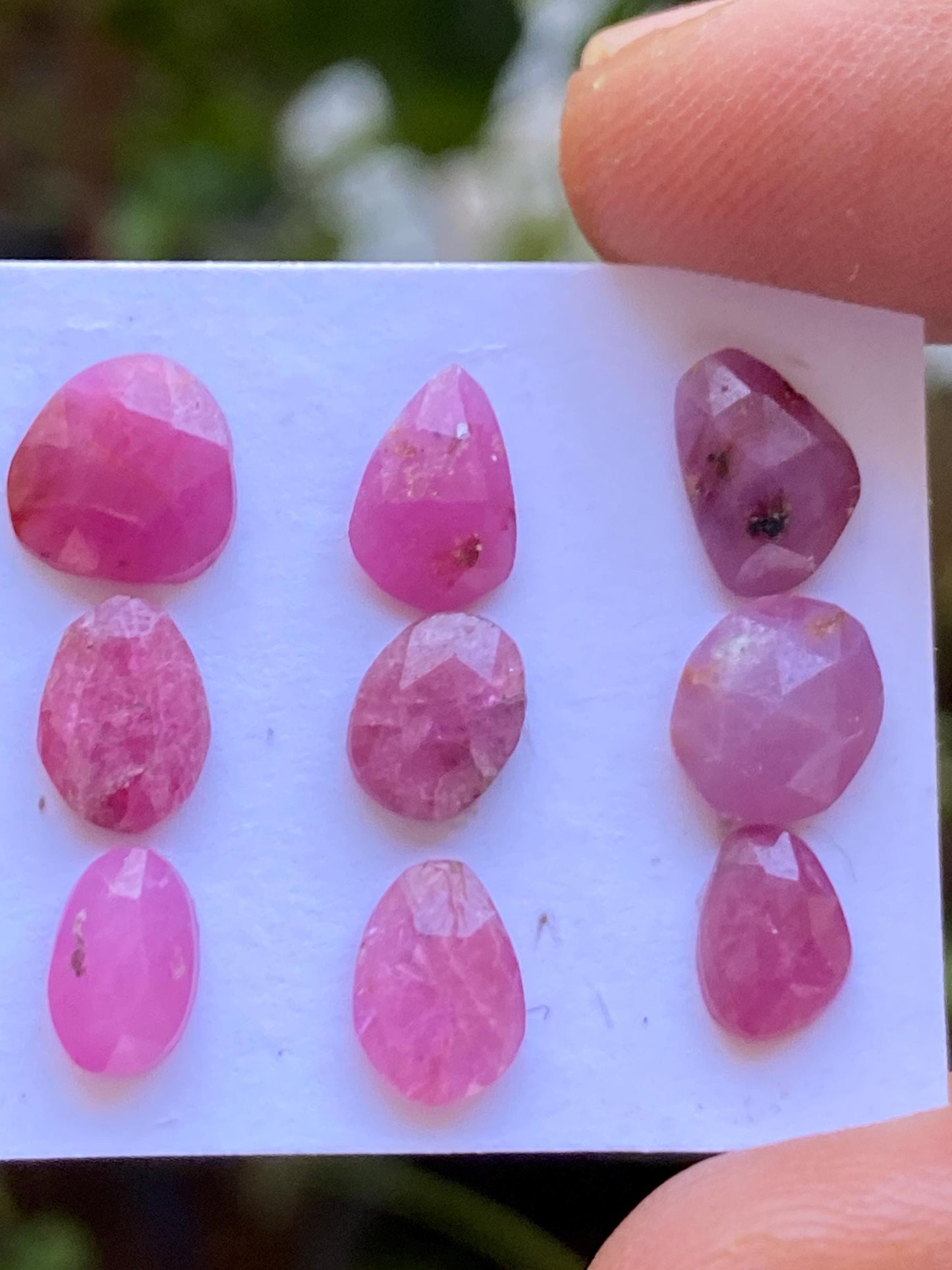 Ravishing Rare mozambique mines ruby pear rose cut wt 10.85 cts  pcs 9 size 6x4mm-7.8x6mm ruby pear rosecut flatbacks