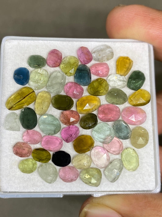 Stunning  multi tourmaline Rosecuts wt 22.70 carats size 5x4-9x5mm Pcs 47 rosecut multi tourmaline lot