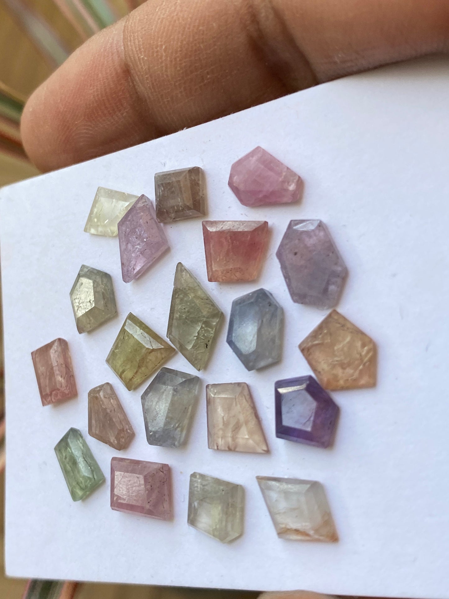 Amazing  Rare Umba multi sapphire flats unheated untreated sapphire geometric pcs 20 wt 33 cts size 6.8x6-13x7mm sapphire flat cut