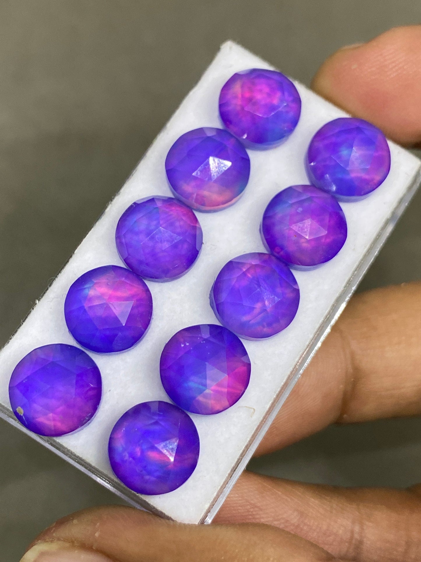 Gorgeous Purple aurora opal fire and crystal doublet rosecut round pcs 10 wt 36 carats  size 10mm ring pendant earring supply Aurora opal