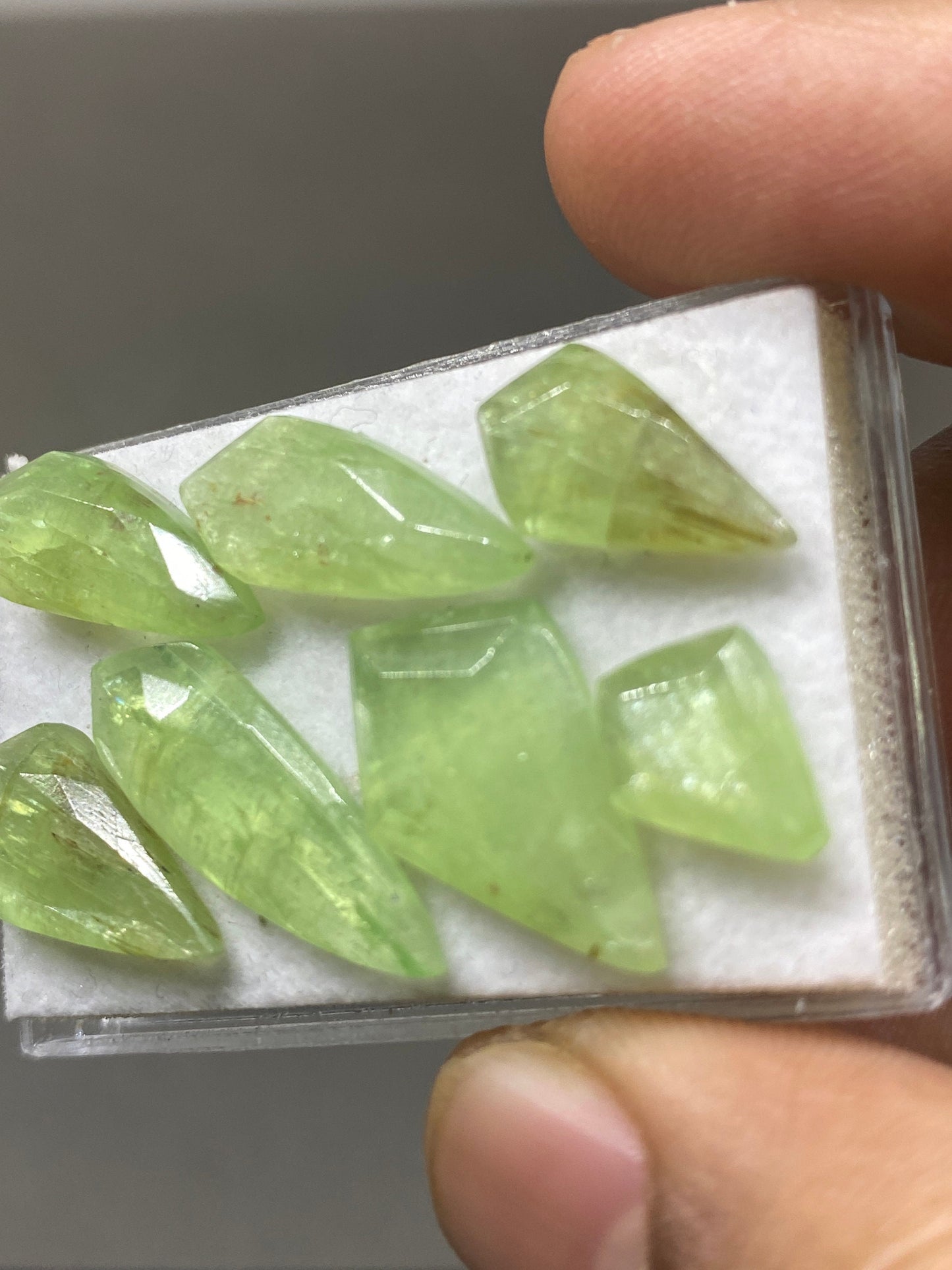 Dazzling rare parrot green kyanite geometric kite flats fine quality wt 36 carats size 10x8mm-24x9mm pcs 7 parrot green kyanite kite