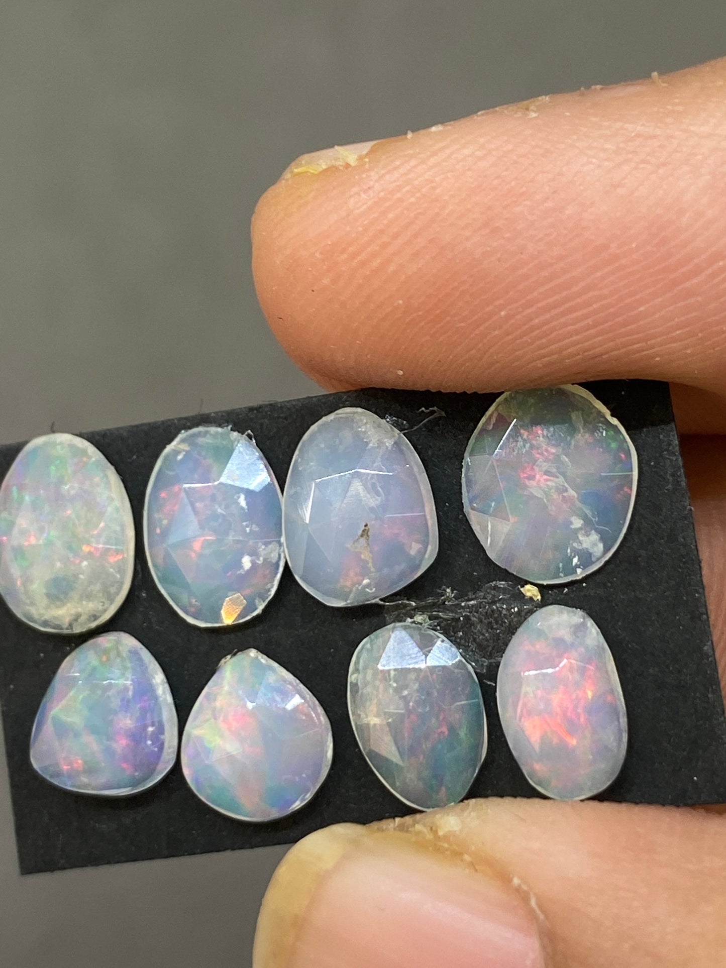 Scintillating blue green multi fire Ethiopian opal rosecut Welo opal rosecut aaa quality wt 4.5 cts pcs 8 size 7x6mm-9x7mm rosecut fire opal