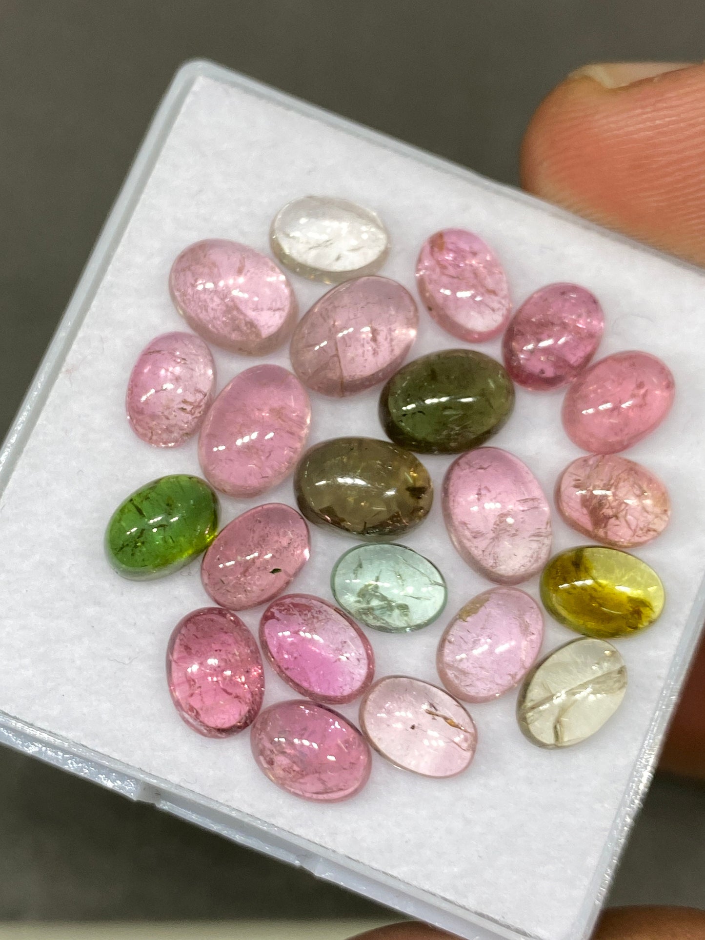 Dazzling rare Pink multi tourmaline oval cabochons lovely quality size 7x5-8x6mm fine  quality pcs 22 wt 25.40 cts pink tourmaline cabochons