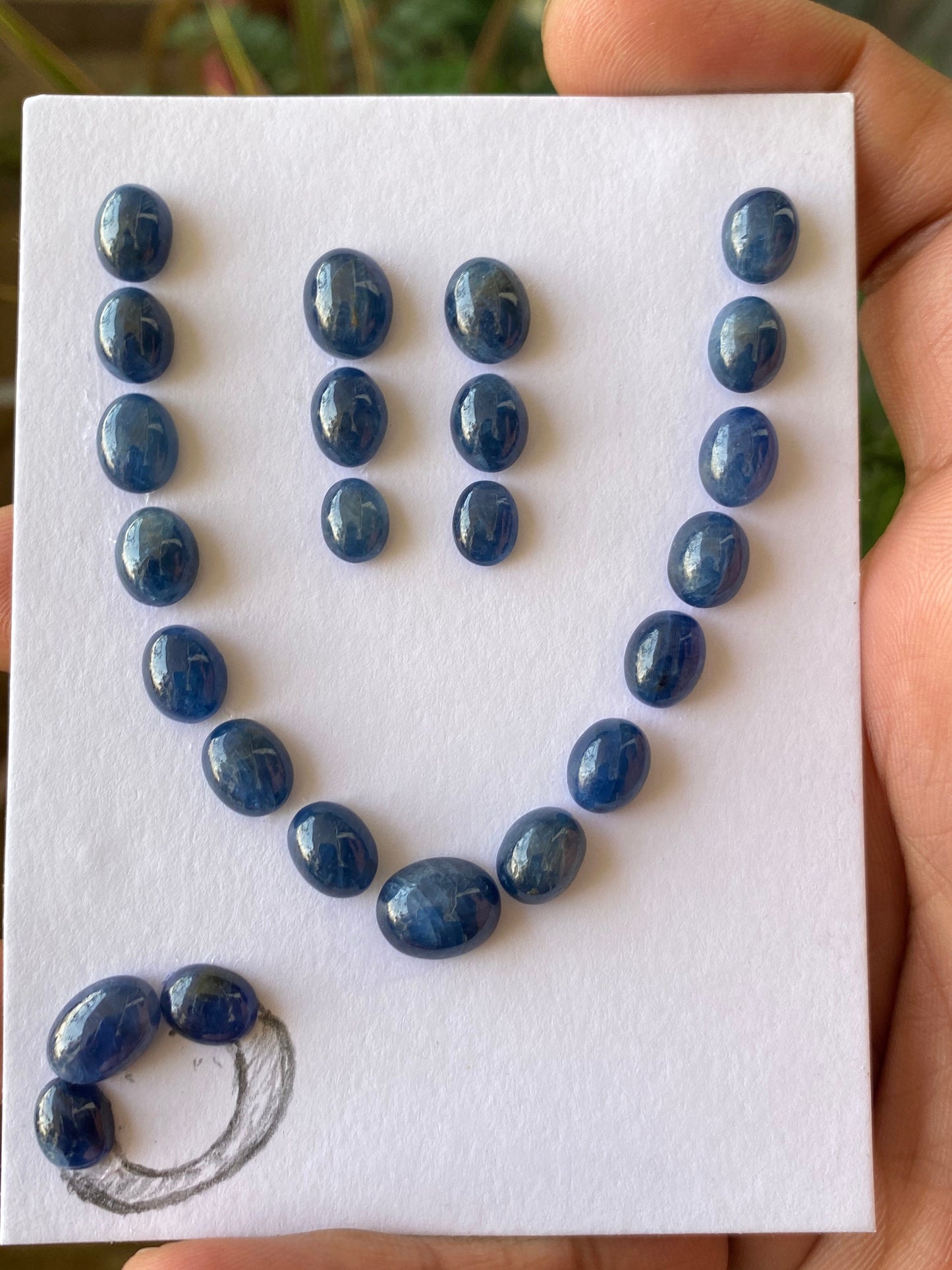 Dazzling African blue sapphire cabochons necklace earrings supplies  wt 69 cts size 8x6mm-11.3x9mm pcs 24 blue sapphire Cabochon