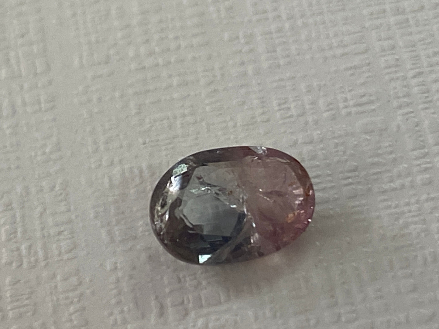 Extremely rare bi color sapphire grey meets pink bi color sapphire natural unheated untreated weight 1.5 carats size 8.8x6.2mm natural