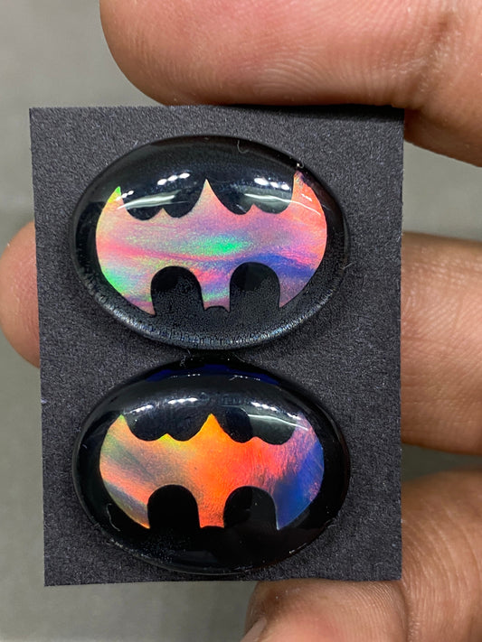 Awesome Bat Carving Multi fire opal synthetic aurora opal with black onyx  wt 35 carats  size 22x17mm fire opal bat carving pcs 2