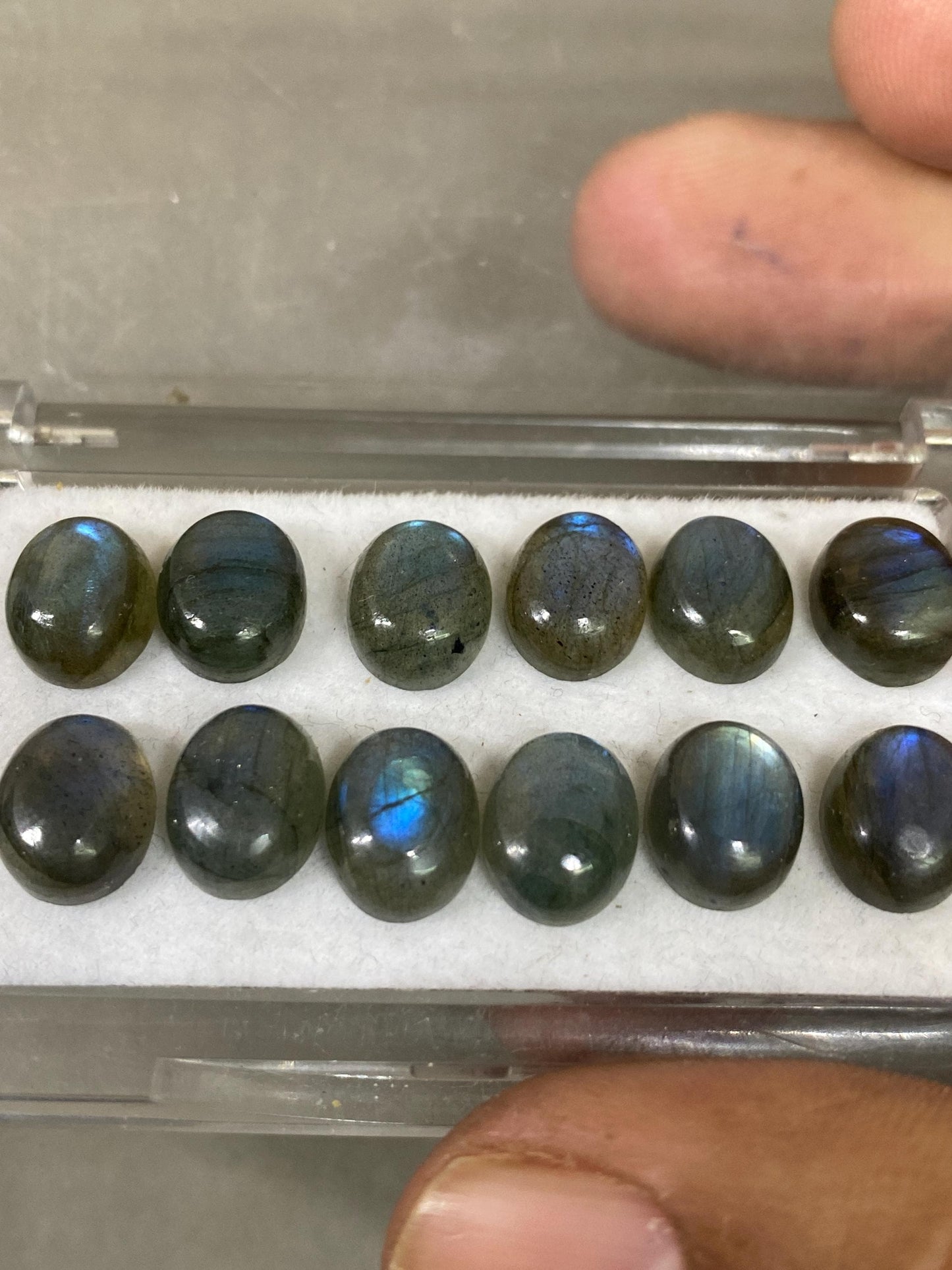 Labradorite blue fire oval Cabochons Good Quality  flashy size  10x8mm wt 35.20 carats pcs 12 labradorite cabochons