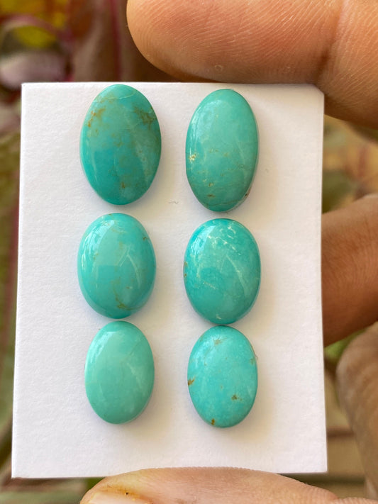 Nice rare Turquoise cabochons earrings natural Arizona mines smooth polished ovals pcs 6 wt 30 carats 13x9-15x10.5mm turquoise cabochon