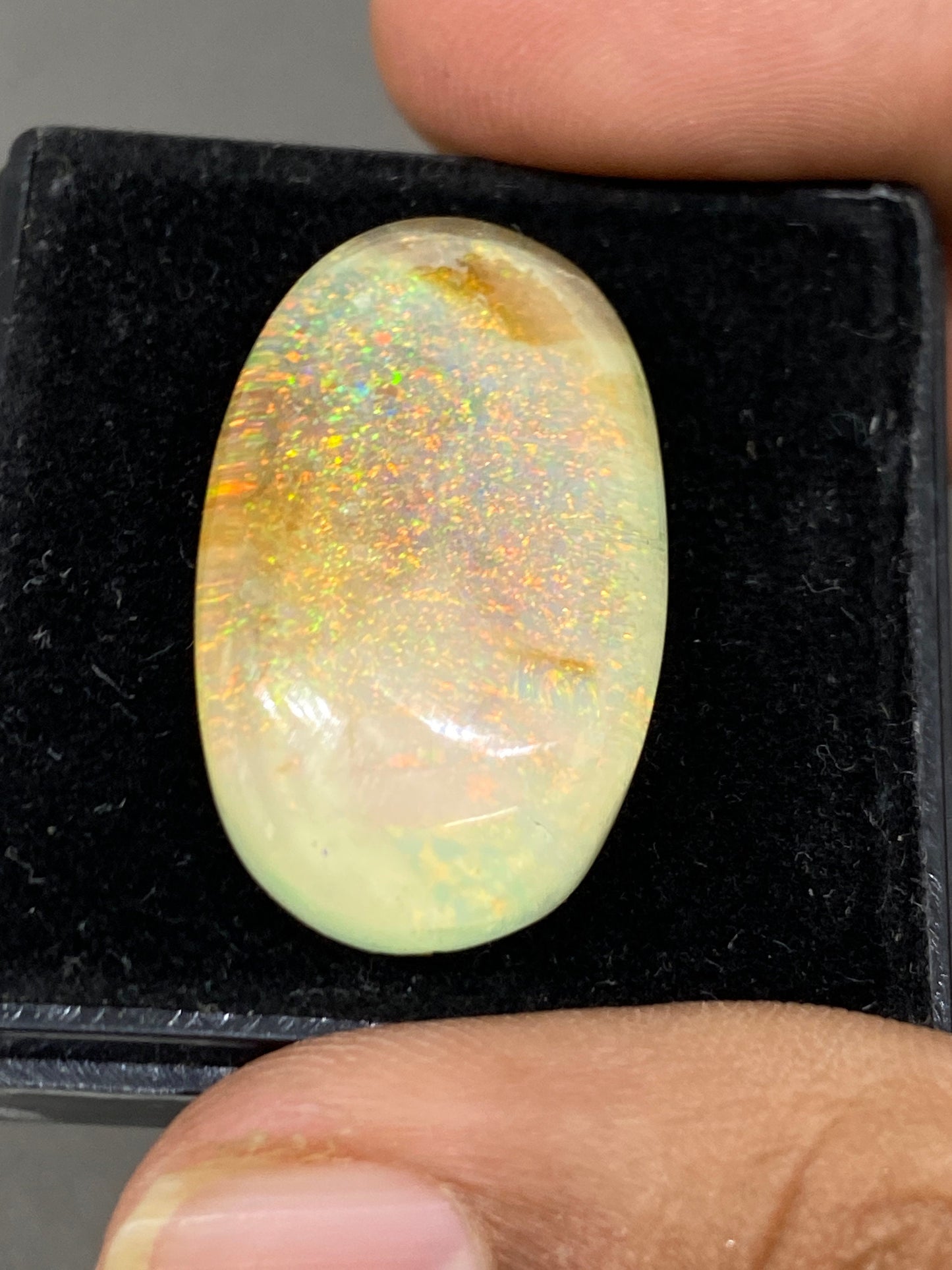 Mesmerising Multi fire sterling opal monarch opal crystal doublet oval cabochon wt 32.05 carats rare big size 30x8mm ring pendant supply