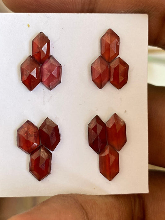 Vivacious  Red garnet hexagon step cuts aaa quality wt 11.5 cts pcs 12 size 7.7x4.8mm-9.5x5mm red  garnet stepcut hexagons