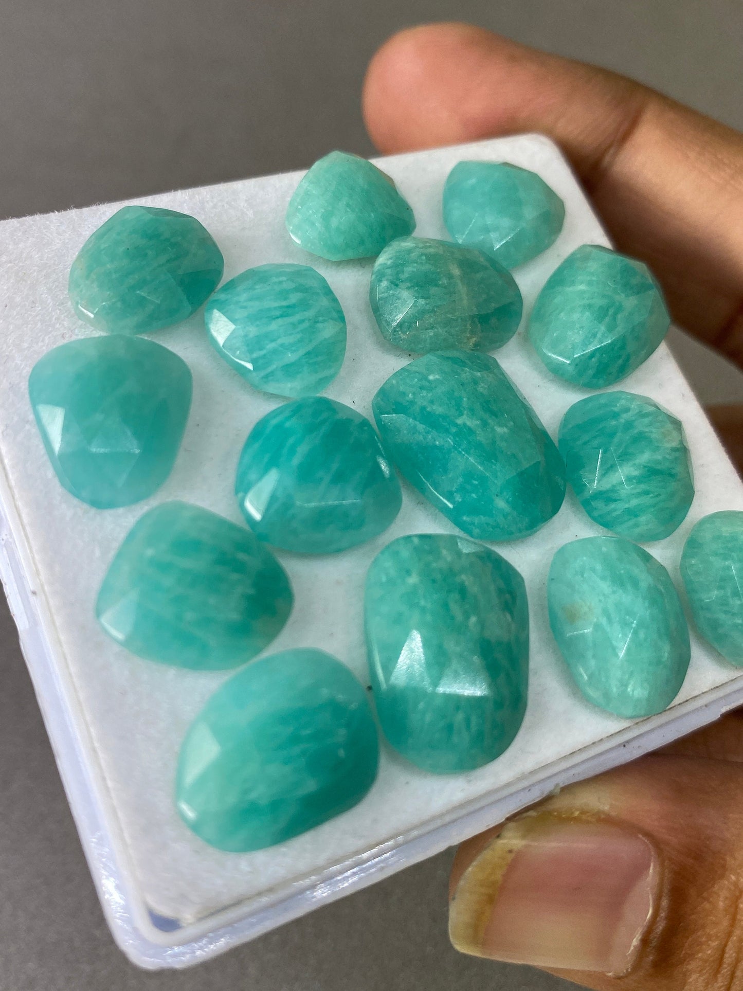 Splendid amazonite rosecut flats fine quality weight  92 carats size 12x10mm-17x12mm pcs 15 good quality rosecut amazonite