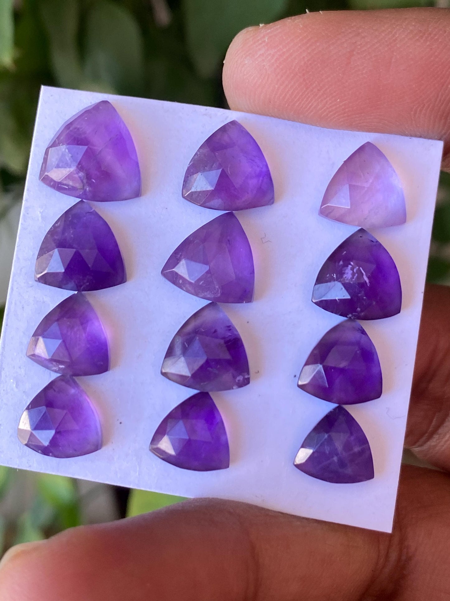 Awesome amethyst trillion rosecut amazing trillion rings jewelry supply size 8mm-11mm wt 32 carats Pcs 12  amethyst trillion cutstones