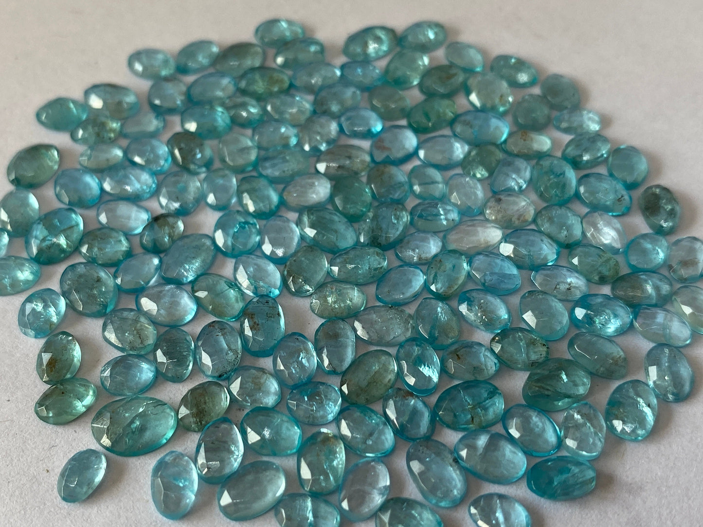 Stunning Blue green apatite rosecut wholesale rosecut blue apatite flats size 5mm-7x5mm apatite rosecut pieces with *inclusions*