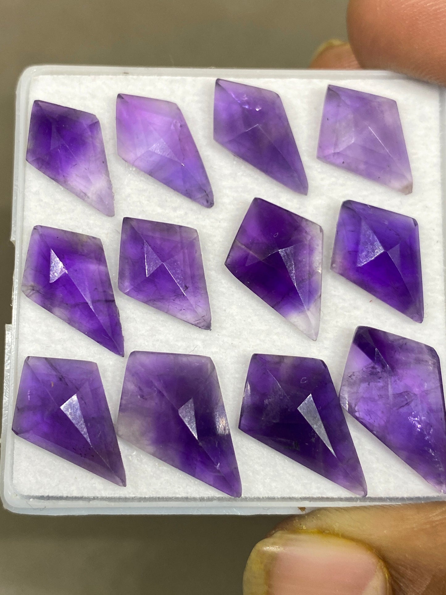 Alluring amethyst  Kite step cuts wt 41 cts  pcs 12 size 15x9-19x12mm Amethyst stepcut kite