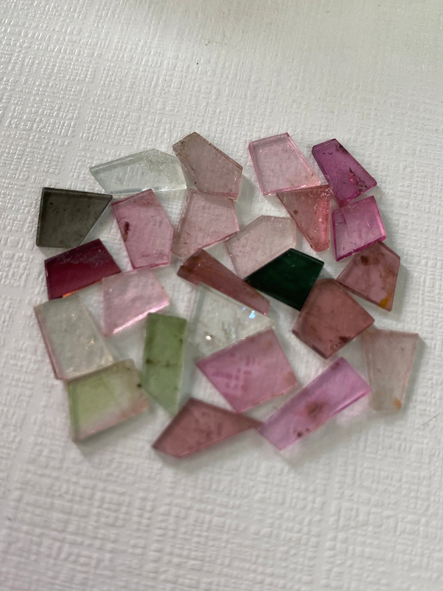 Gorgeous Watermelon multi tourmaline geometric cut flats fine quality weight 14 carats size 9x6-11x10mm pcs 24 natural tourmaline geometric