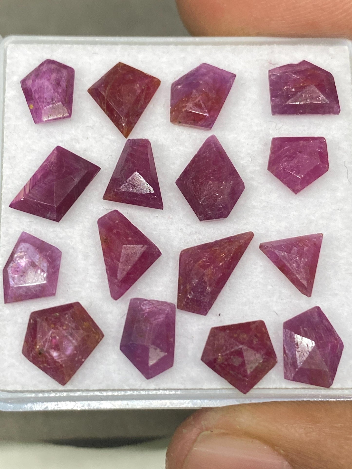 Stunning Natural ruby flats irregular pointed shapes side faceted flats ruby natural pcs 16 wt 21.15 cts size 7x6-8x5mm ruby