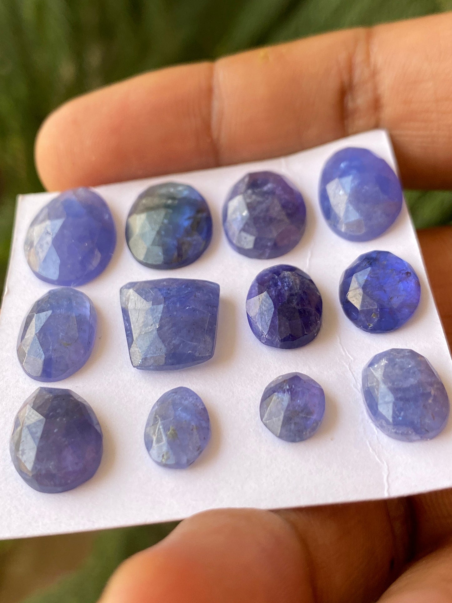 Stunnning Rare set tanzanite rosecut flats pcs 12 weight 57 carats size 6x5-15x10mm  rosecut tanzanites flatback gems