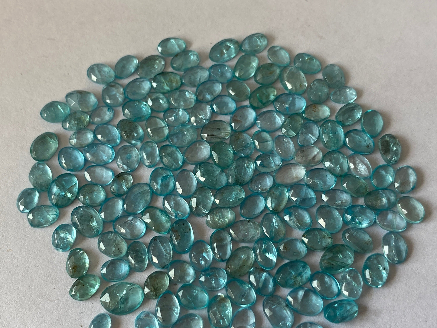 Stunning Blue green apatite rosecut wholesale rosecut blue apatite flats size 5mm-7x5mm apatite rosecut pieces with *inclusions*