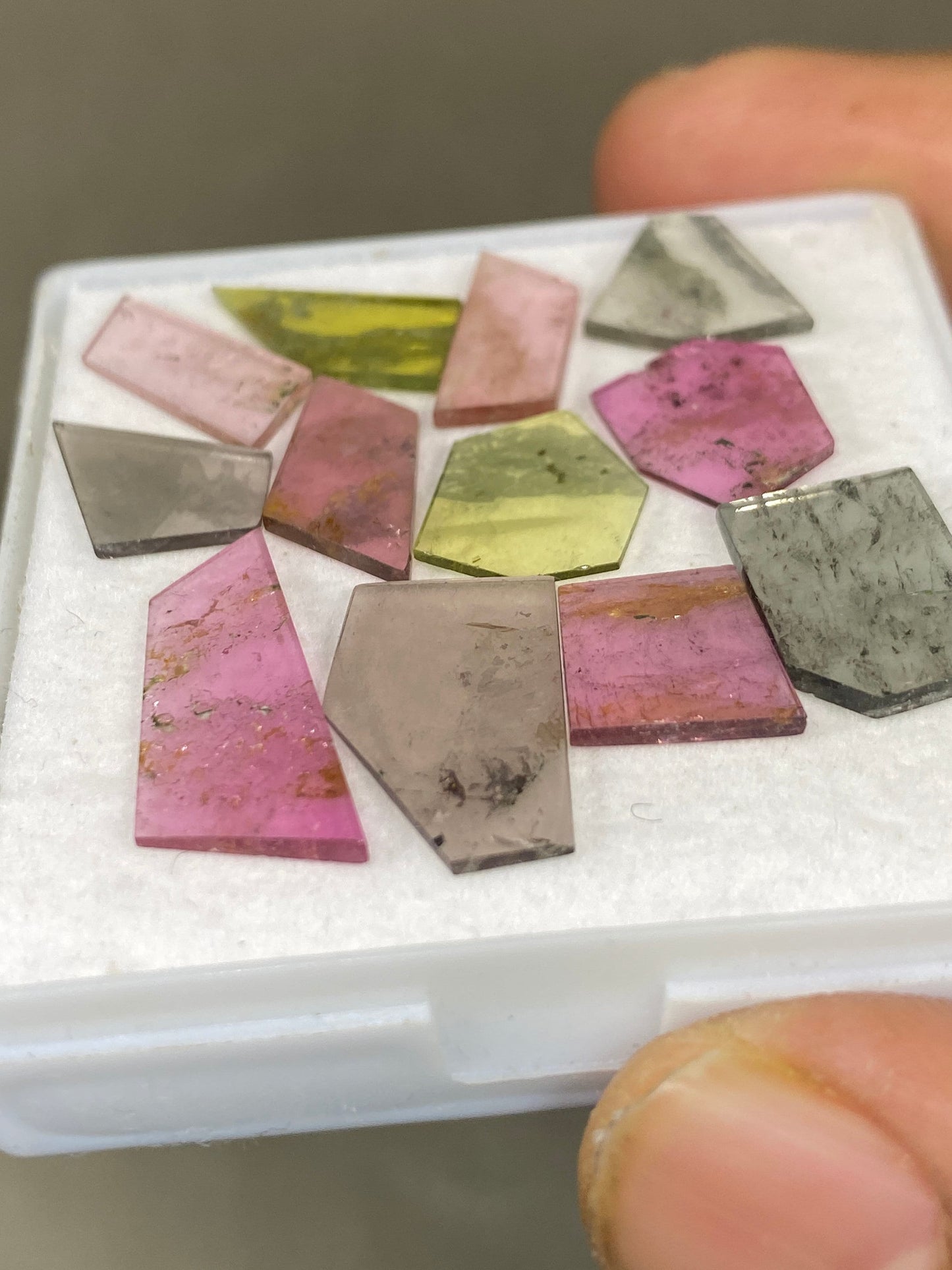 Fabulous Watermelon multi tourmaline geometric smooth flats fine quality weight 18.20 carats size 16x6-19.3x8mm pcs 12 tourmaline geometric