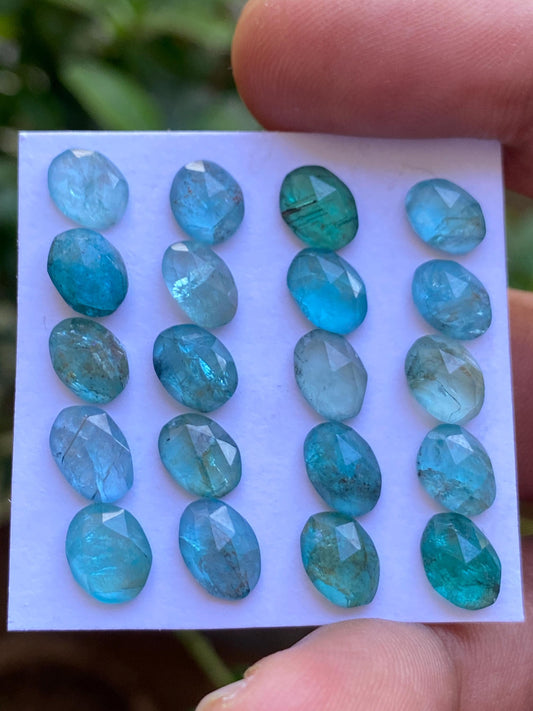 Gorgeous Blue green apatite rosecut wholesale lot weight 25.35 cts pcs 20 rosecut blue apatite flats Small size 7x6mm-9x6mm apatite rosecut