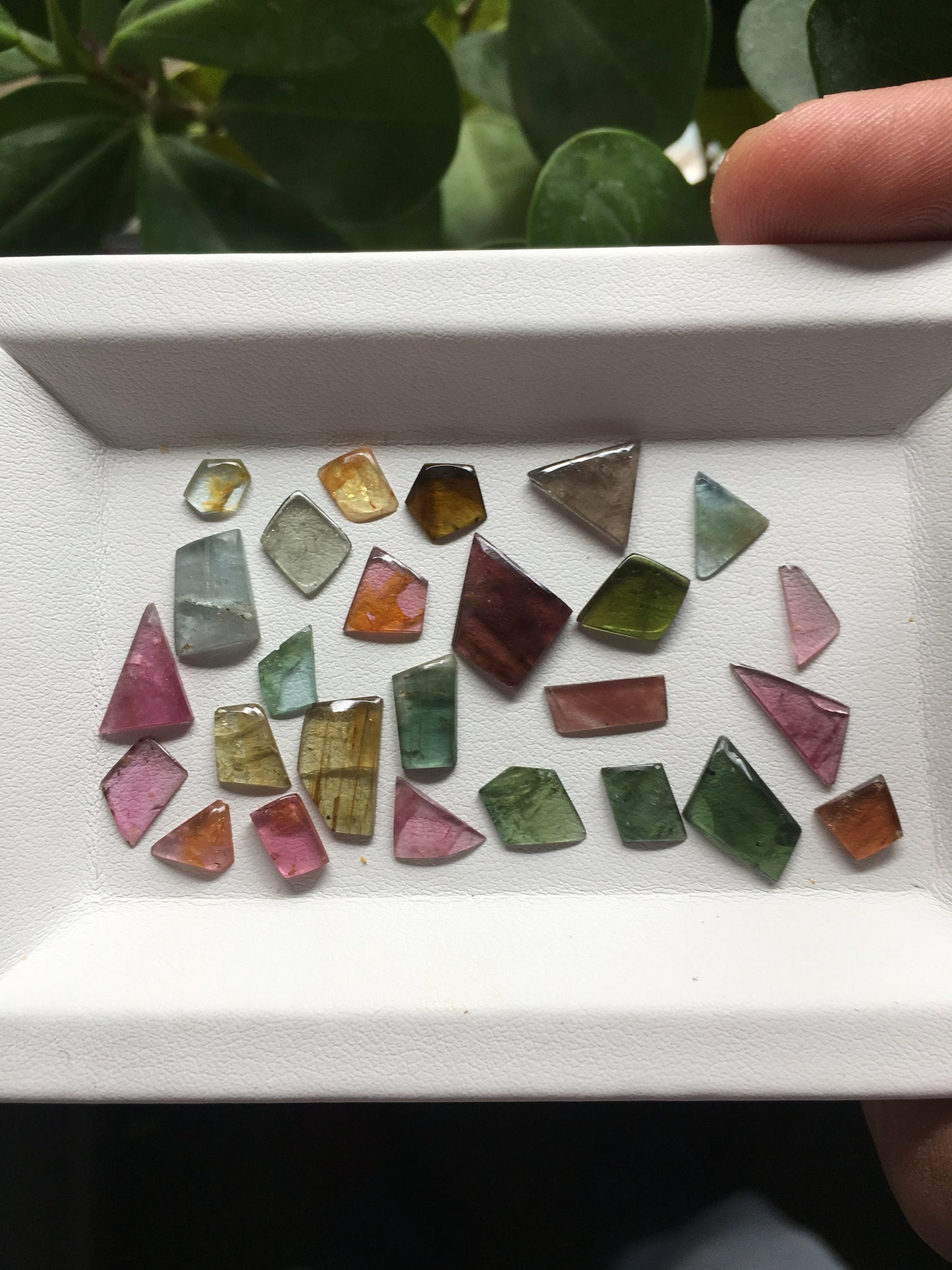 Amazing geometric shape smooth polished watermelon tourmaline flatbacks 6.4x5.3mm to 11.4x9.3mm 21 carats 26 Pcs