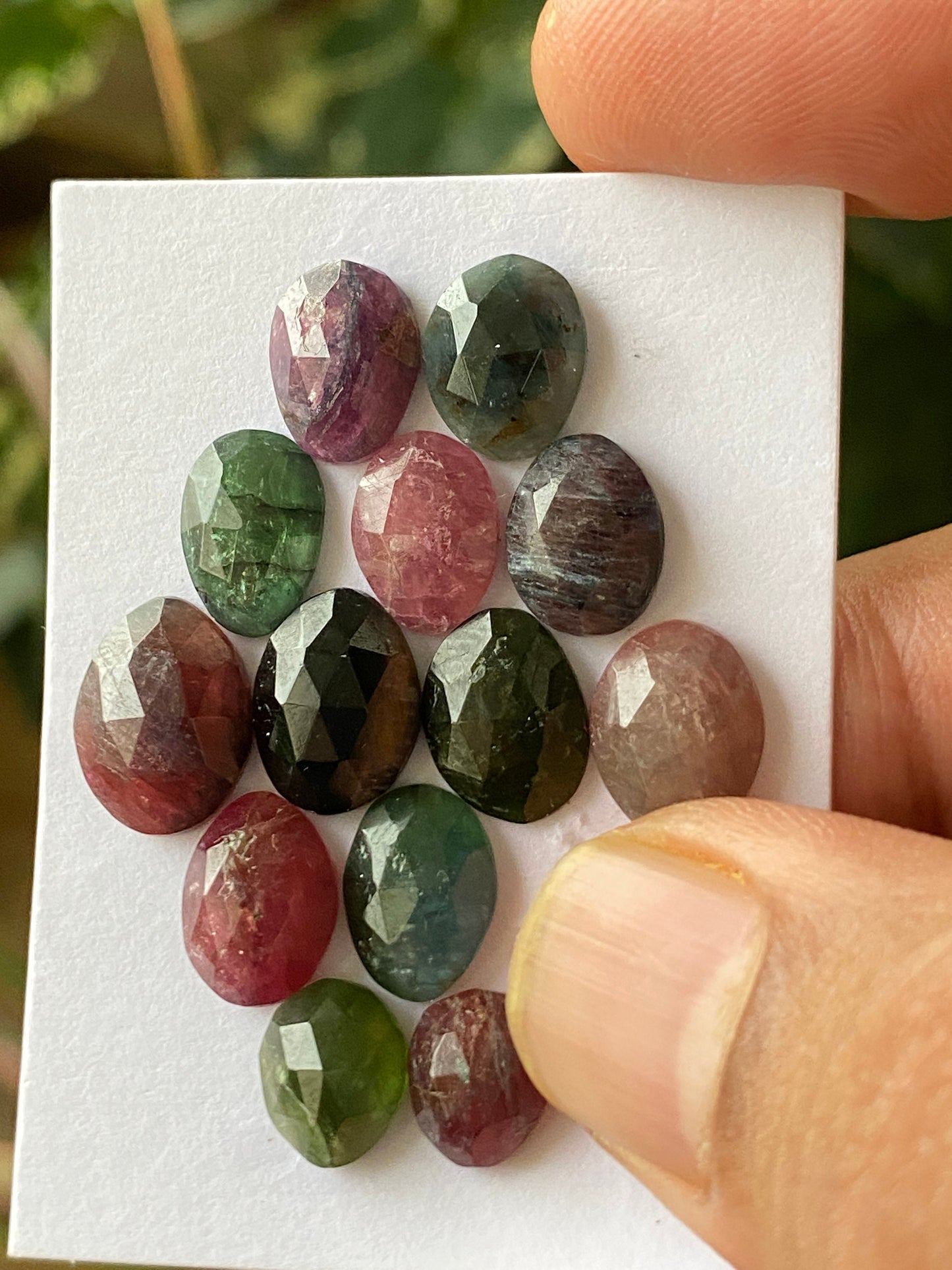 Nice multi tourmaline rosecut lot ovals amazing quality wt 35.50  cts size 9.3x7.7mm-12.4x9.4mm pcs 13 tourmaline rosecut lot