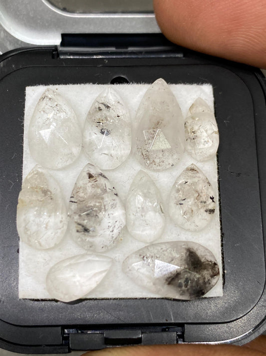 Rare herkimer diamond rosecut pear lot amazing quality pcs 10 wt 17.50 carats size    9.4x5.6mm-14.3x8mm rosecut herkimer diamond