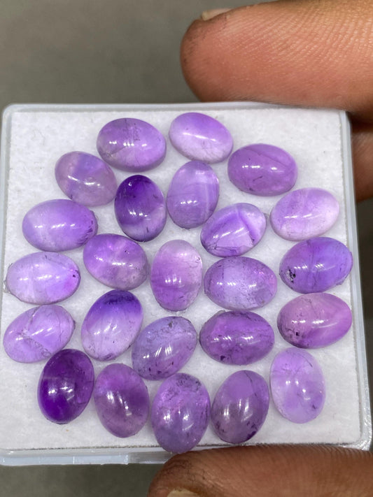 Amazing quality amethyst oval cabochon lighter than picture pcs 24 wholesale lot weight 31 carats size 8x6mm amethyst cabochons