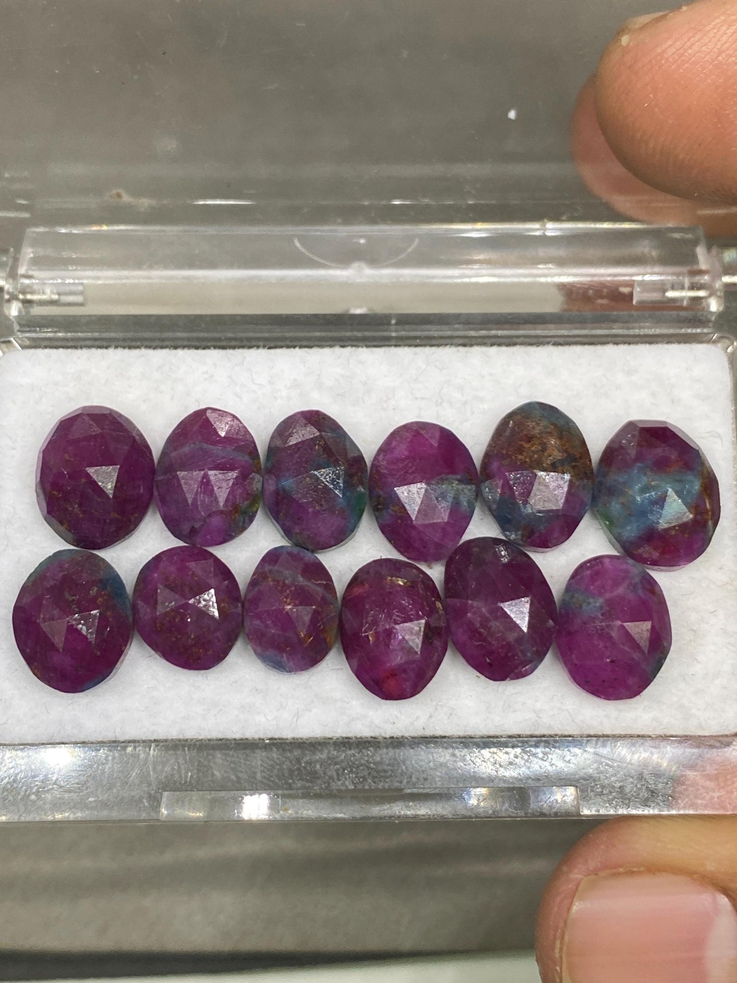 Gorgeous rare natural ruby fuschite rosecut ovalish lot  pcs 12 wt 46.25  cts size  9x7mm-11x8mm unheated untreated ruby rosecut