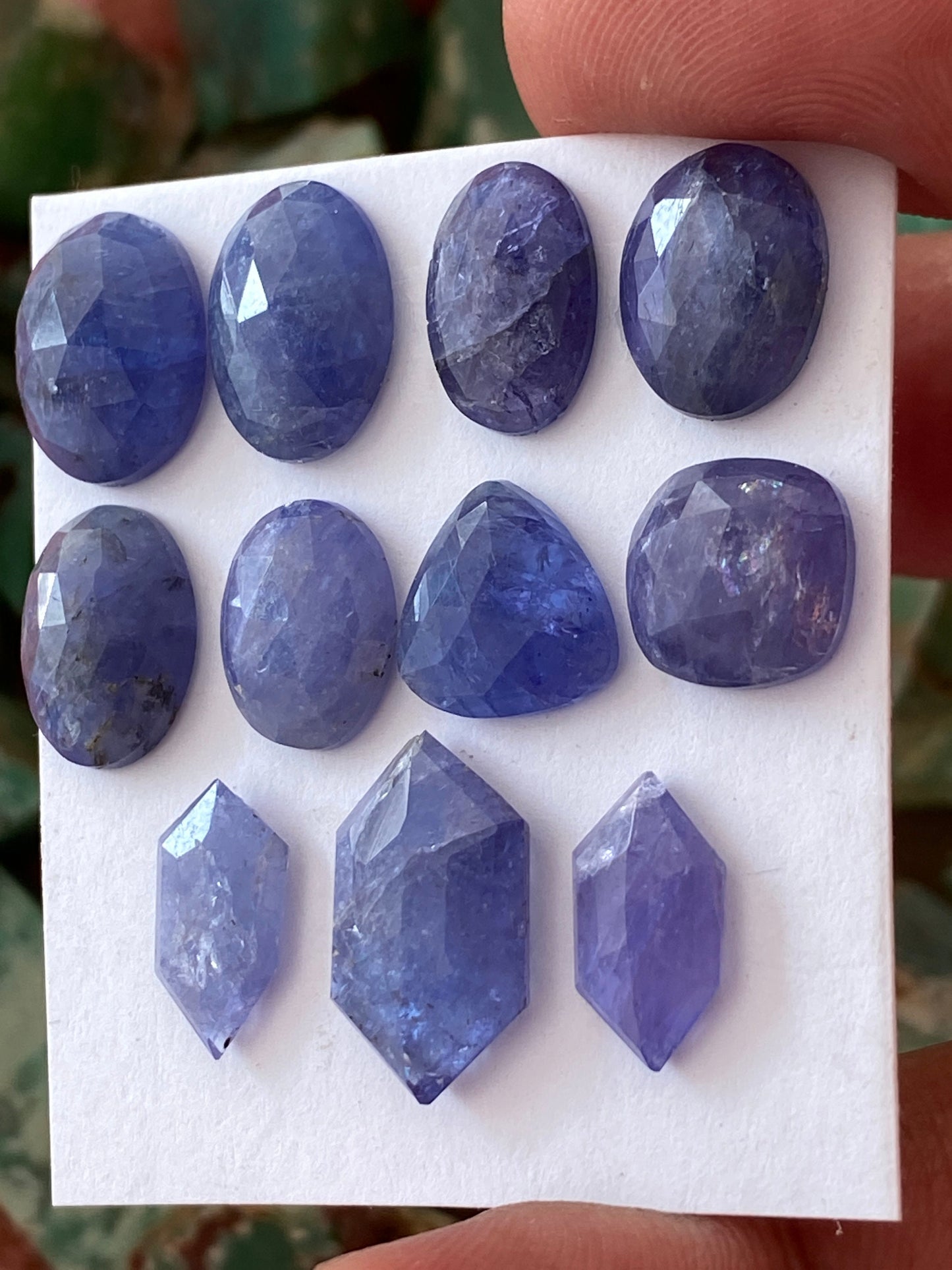 Wow Rare set tanzanite rosecut flats hexagon tanzanite weight 40 carats size 11x9mm-16x10mm pcs 11 rosecut tanzanites flatback gems