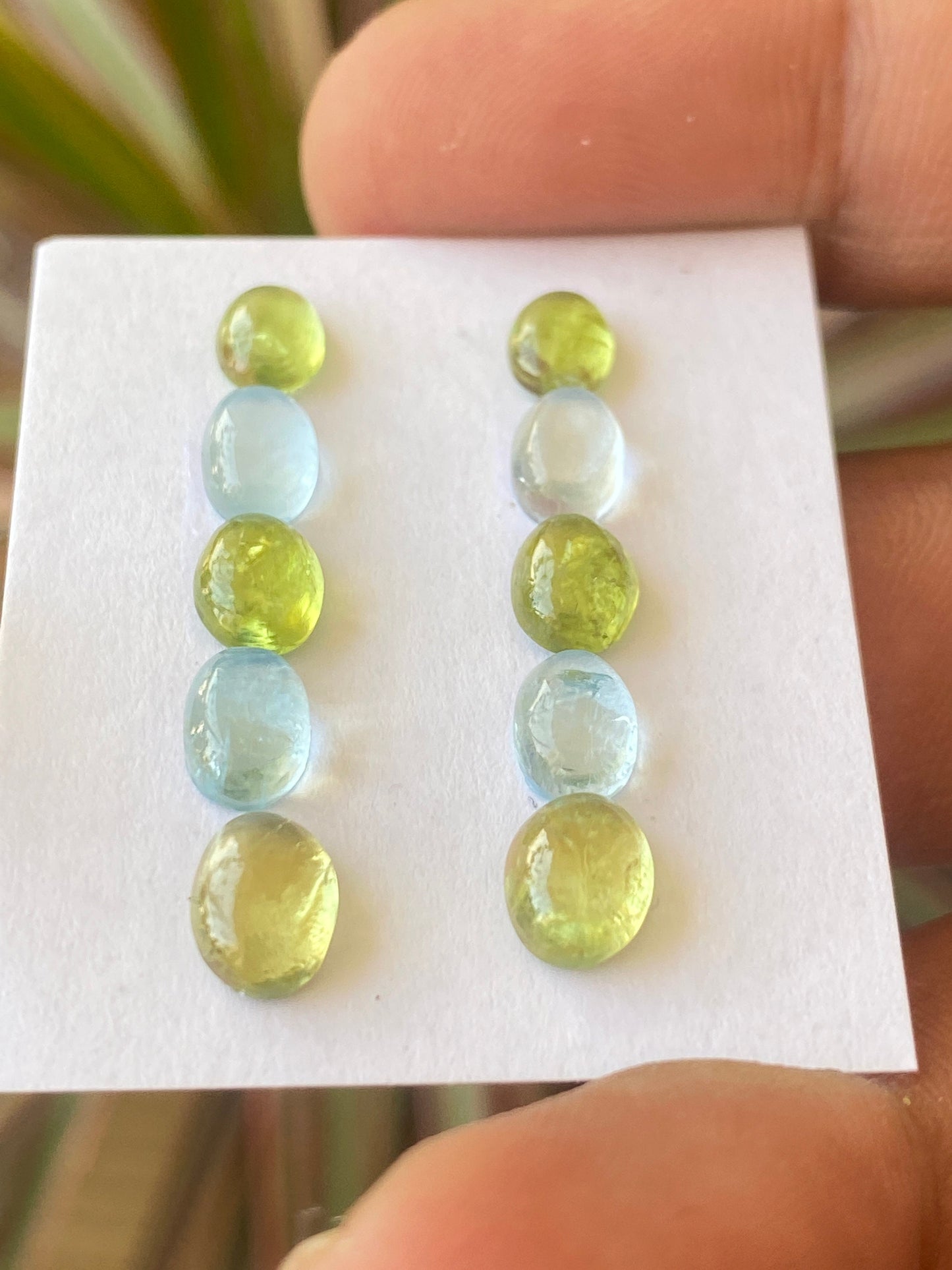 Dazzling rare Aquamarine peridot Fine quality cabochons earring supply  pcs 10 wt 11 carats Size 6.4x5mm-7.7x5.7mm aquamarine cabochons flat