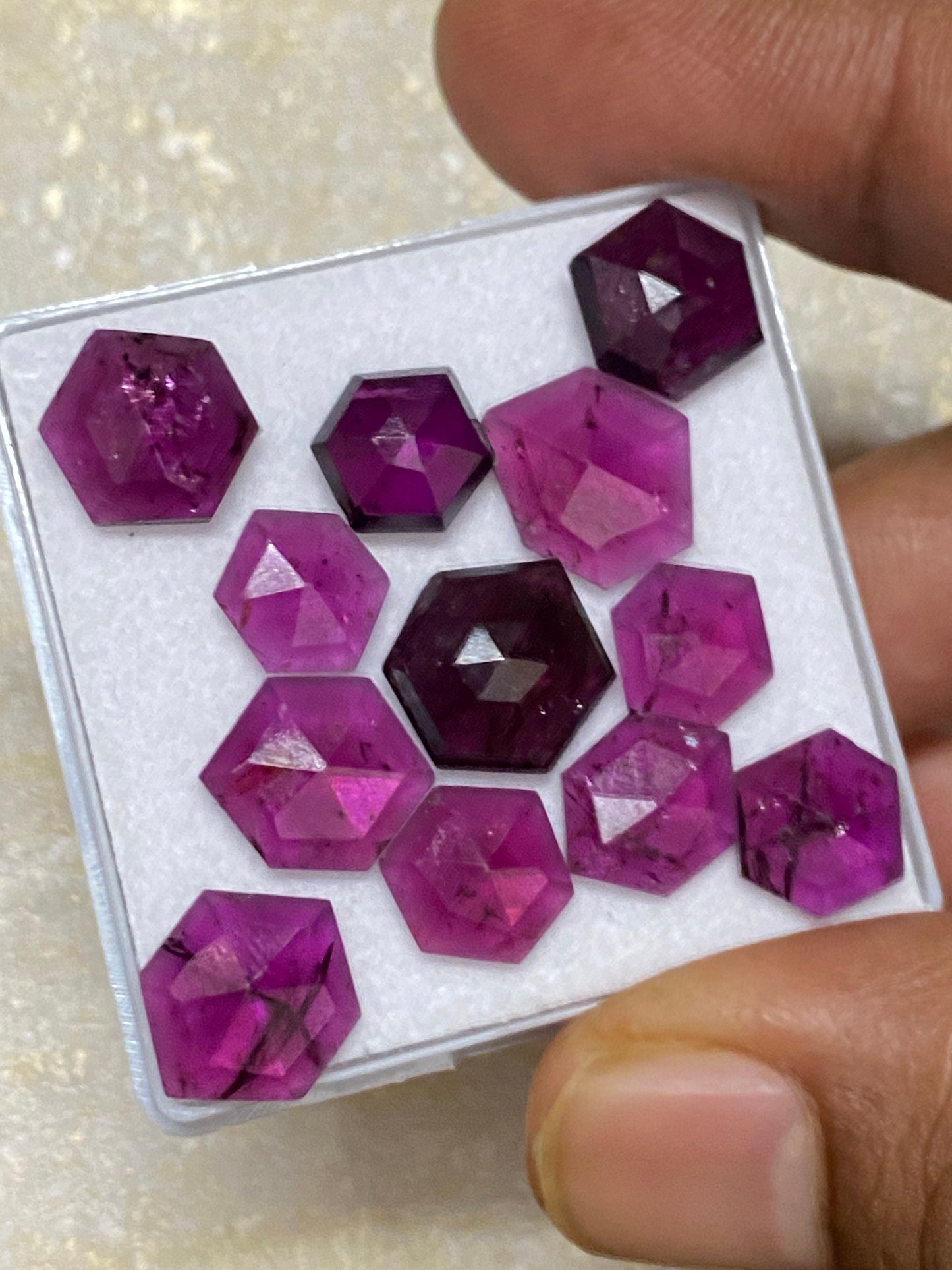 very rare Rhodolite pink garnet hexagon step cut aaa quality Kenya mines wt 37 cts pcs 12 garnet 9x7-11mm Rhodolite hexagons