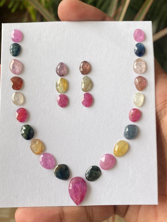 Elegant very rare colorful sapphire rosecut necklace multi sapphire lot amazing quality pcs 27 wt 47 cts size 8x6mm-16x10mm umba sapphire