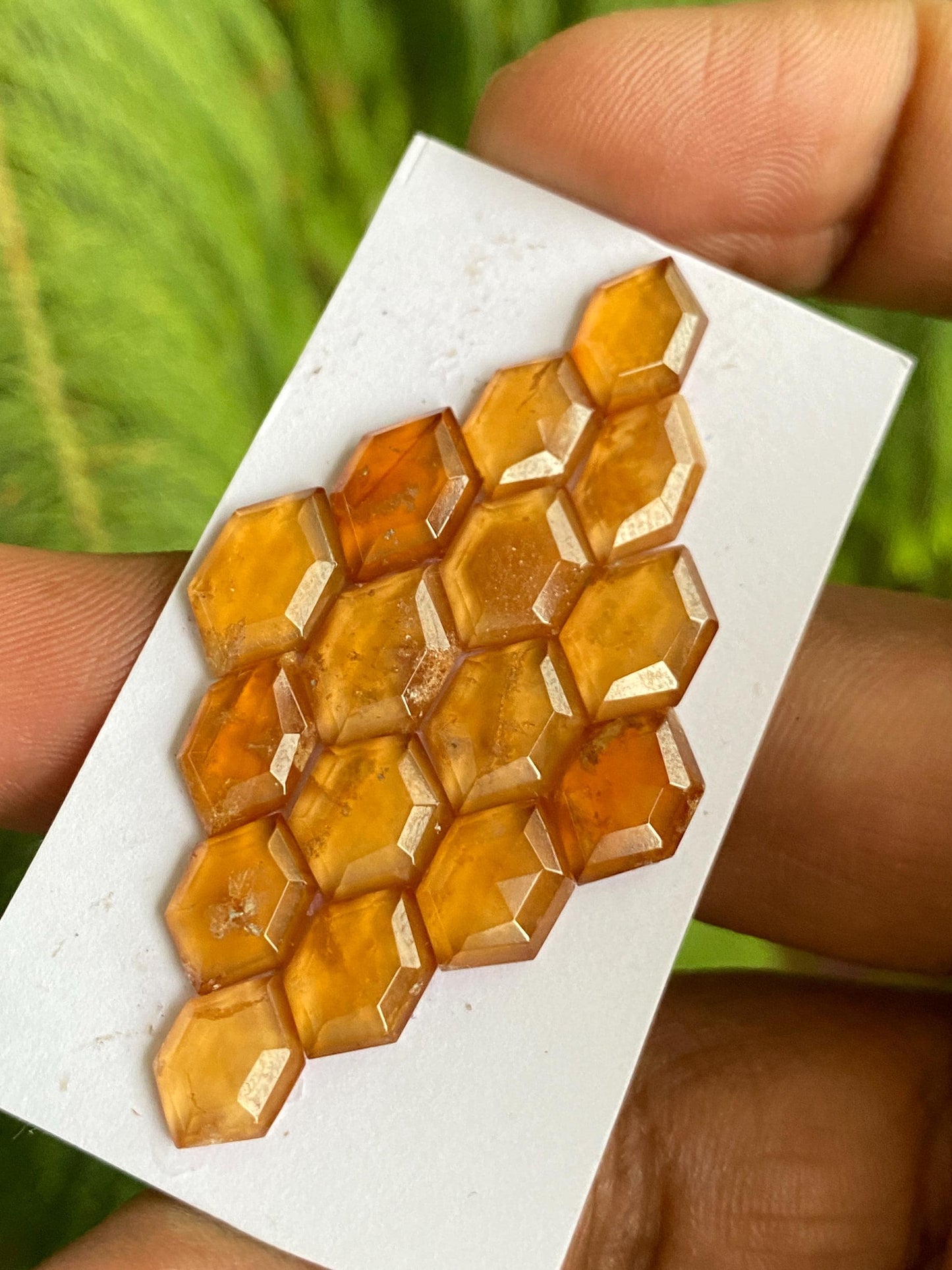 Lovely medium hessonite orange garnet hexagon step cuts wt 26 carats  pcs 16 size 7.9x4.5mm-10.8x6mm Hessonite garnet stepcut hexagons