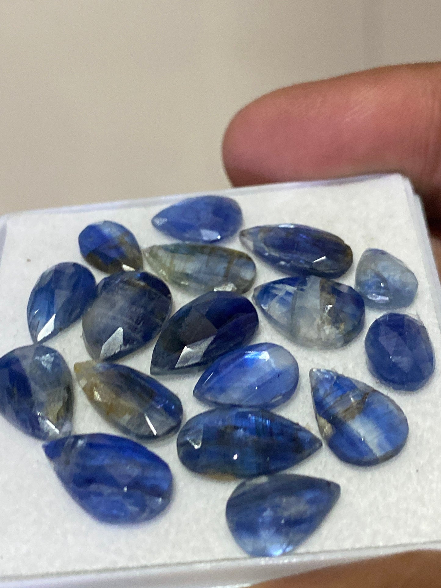 Mesmerising rare blue Kyanite rosecut pear flats fine quality  wt 39 carats pcs 17 size 8x6-13x7mm good quality rosecut kyanite