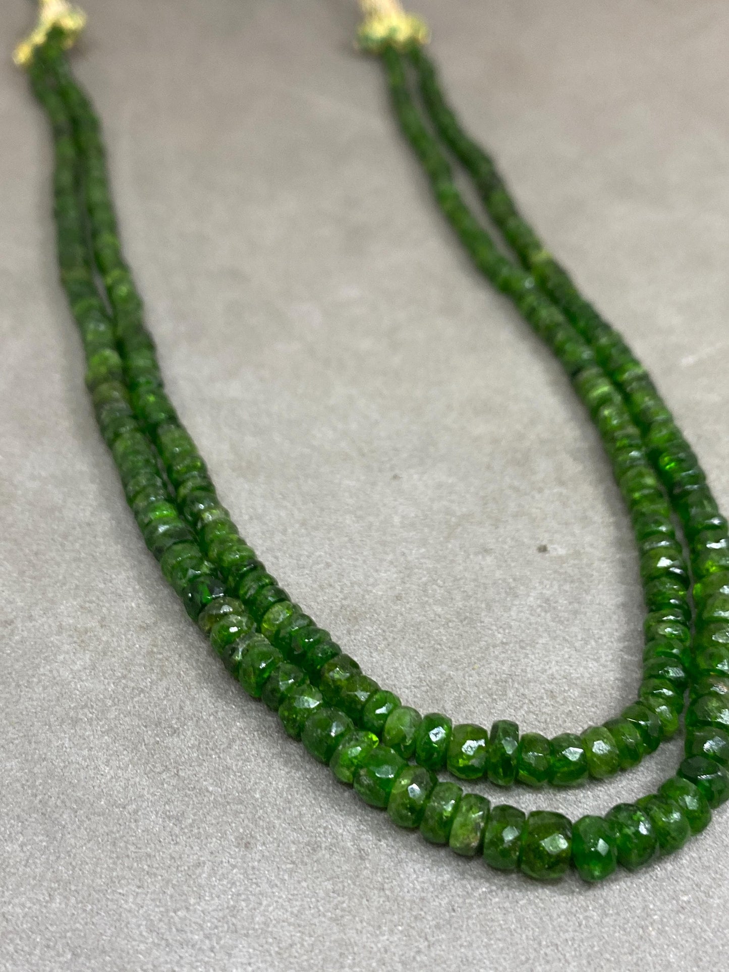 Stunning rare chrome diopside faceted beads rare necklace weight 153 cts size 3.5mm-6mm  length 15 inches and 16 inches